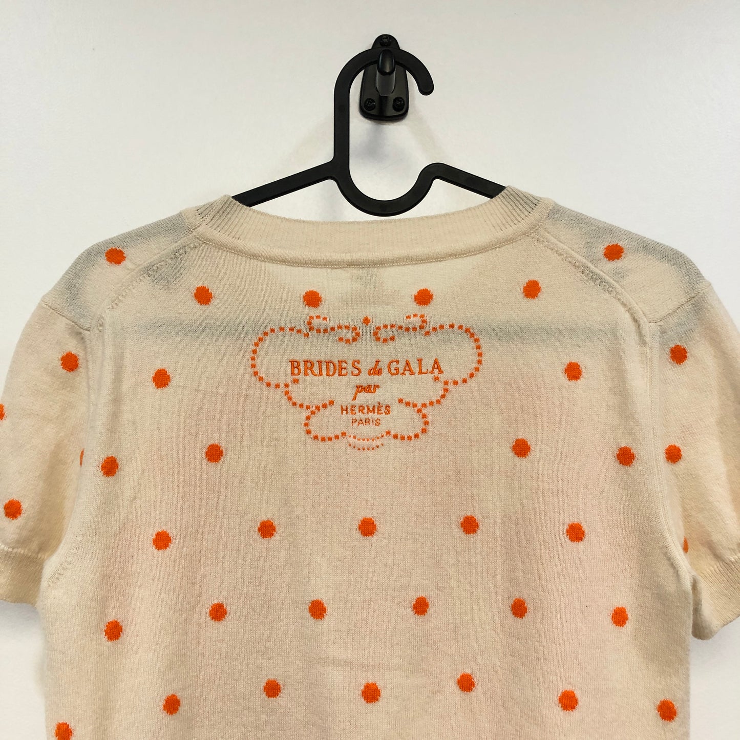 Hermes Beige Brides de Gala Short Sleeve Knit Top Size 38