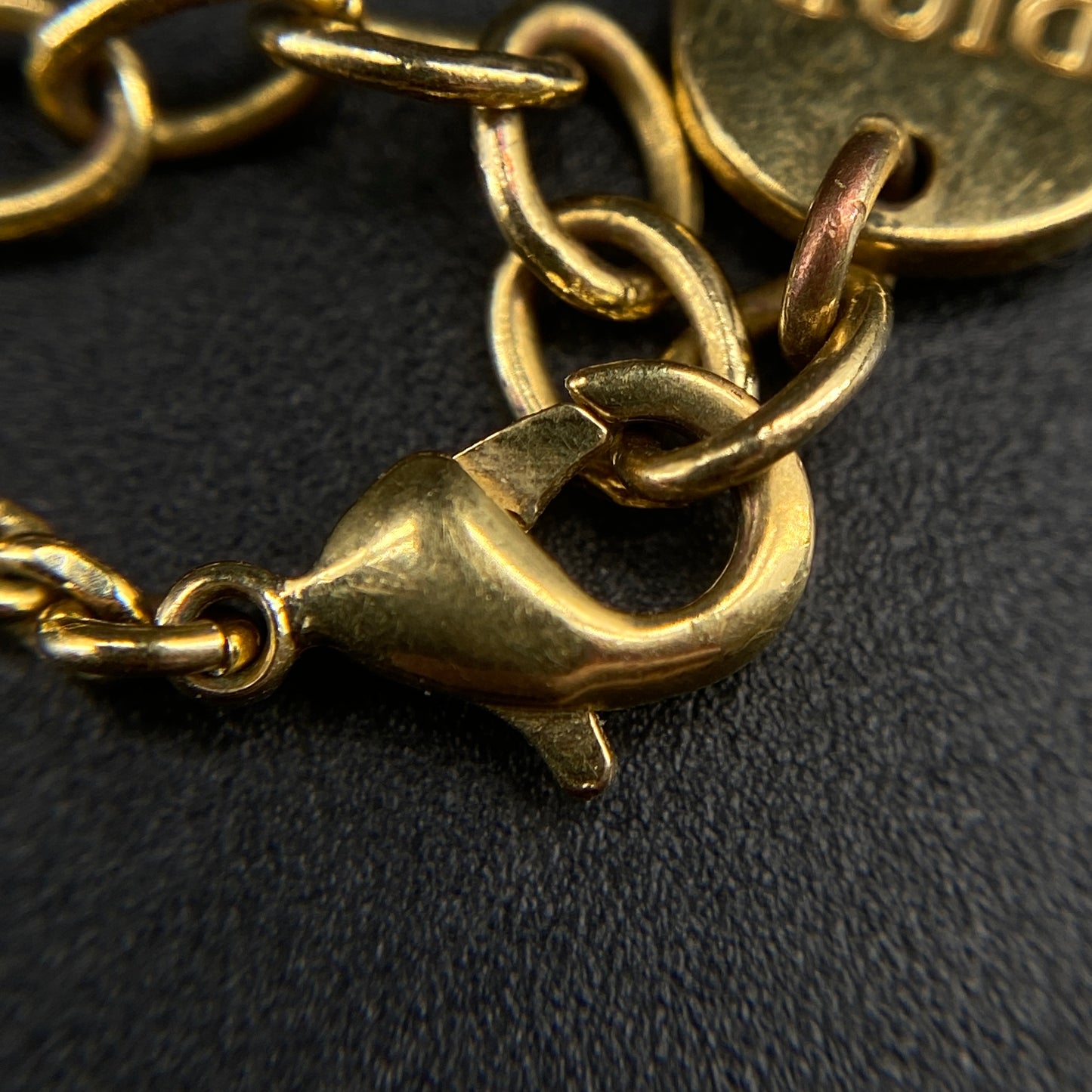Christian Dior Gold Crystal CD Logo Star Thin Chain Bracelet