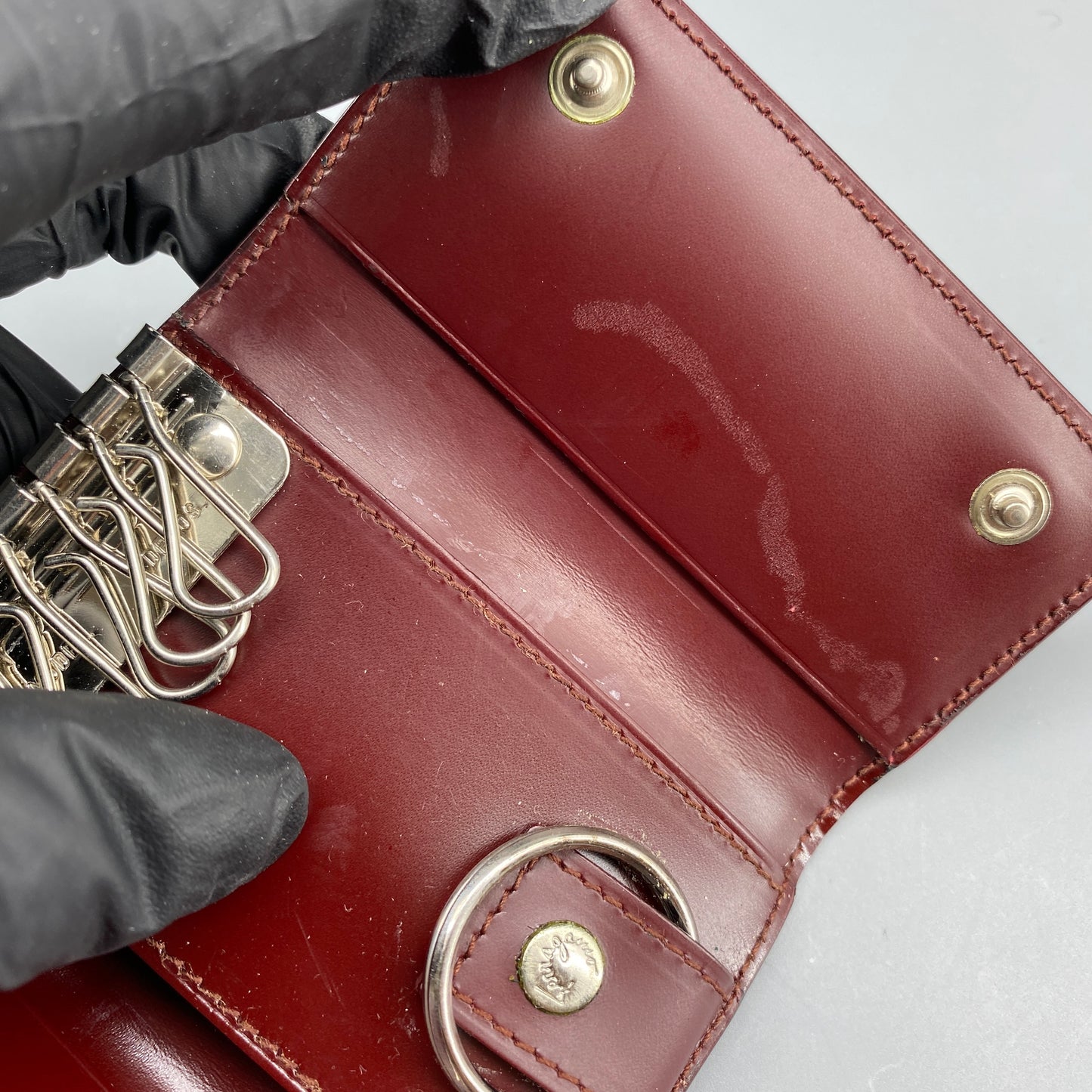 Ferragamo Reddish-Brown Leather Key Case