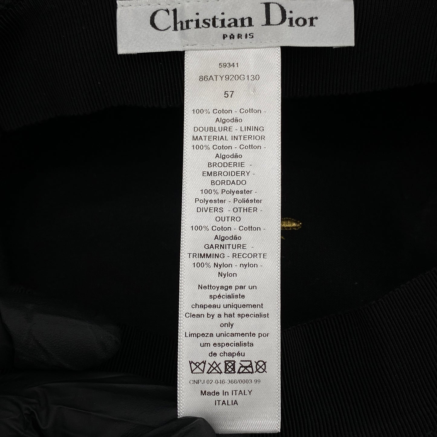 Christian Dior Mesh Veil Newsboy Cap 57cm Black