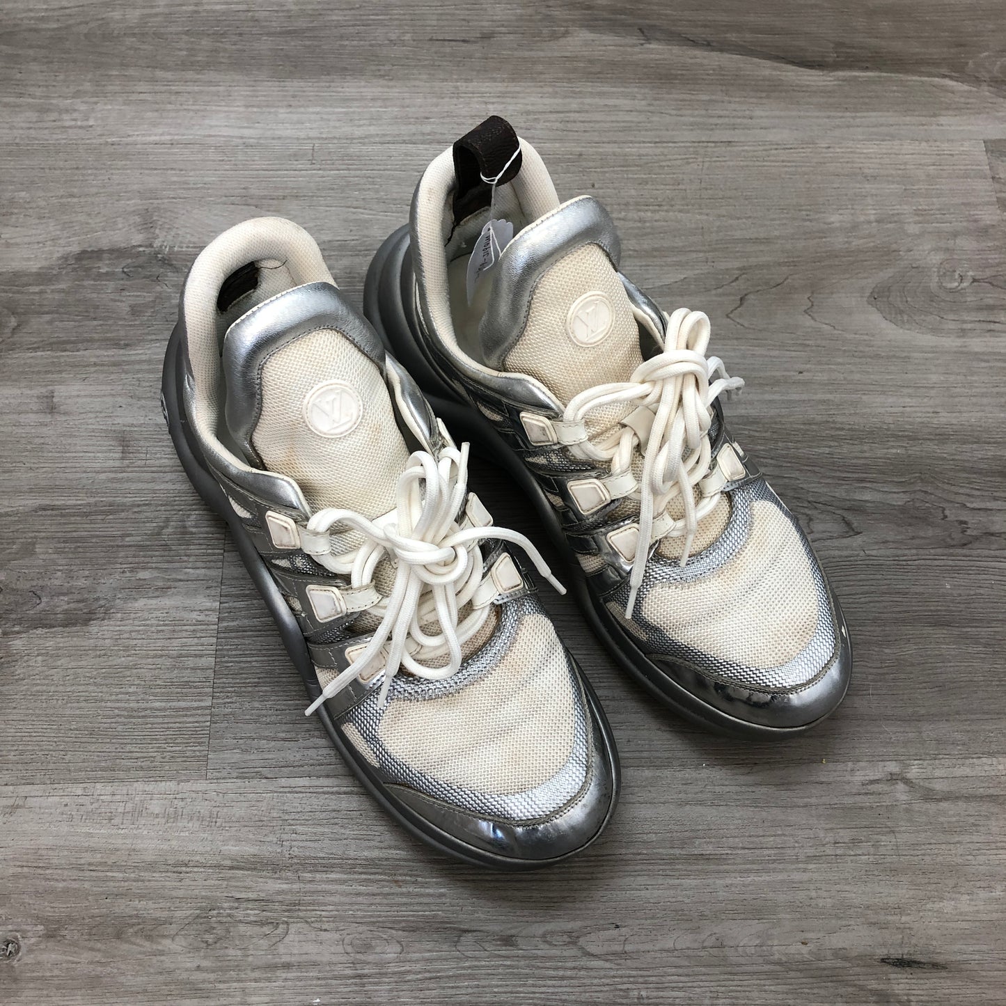 Louis Vuitton Unisex Archlight Mesh Metallic Silver White Chunky Sneaker Shoes 42