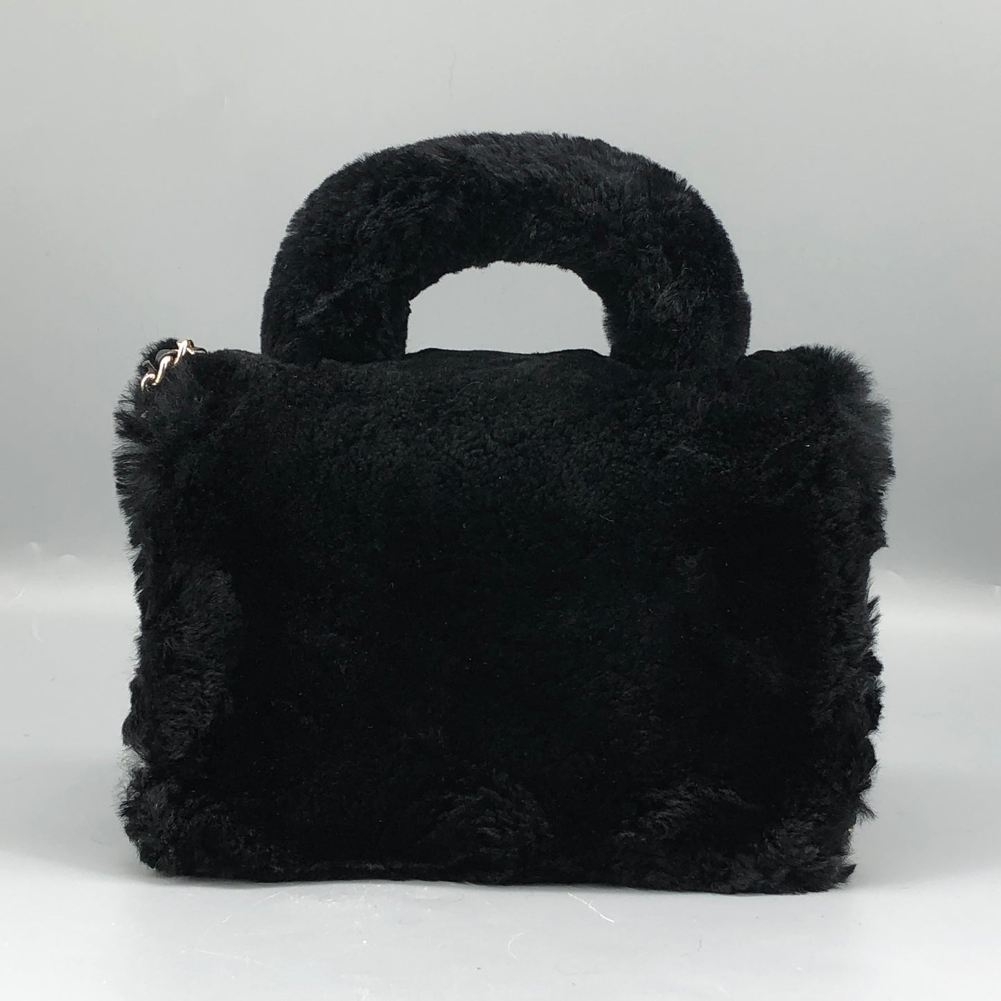 Chanel 17A Black Top Handle Flap Bag with Chain Strap