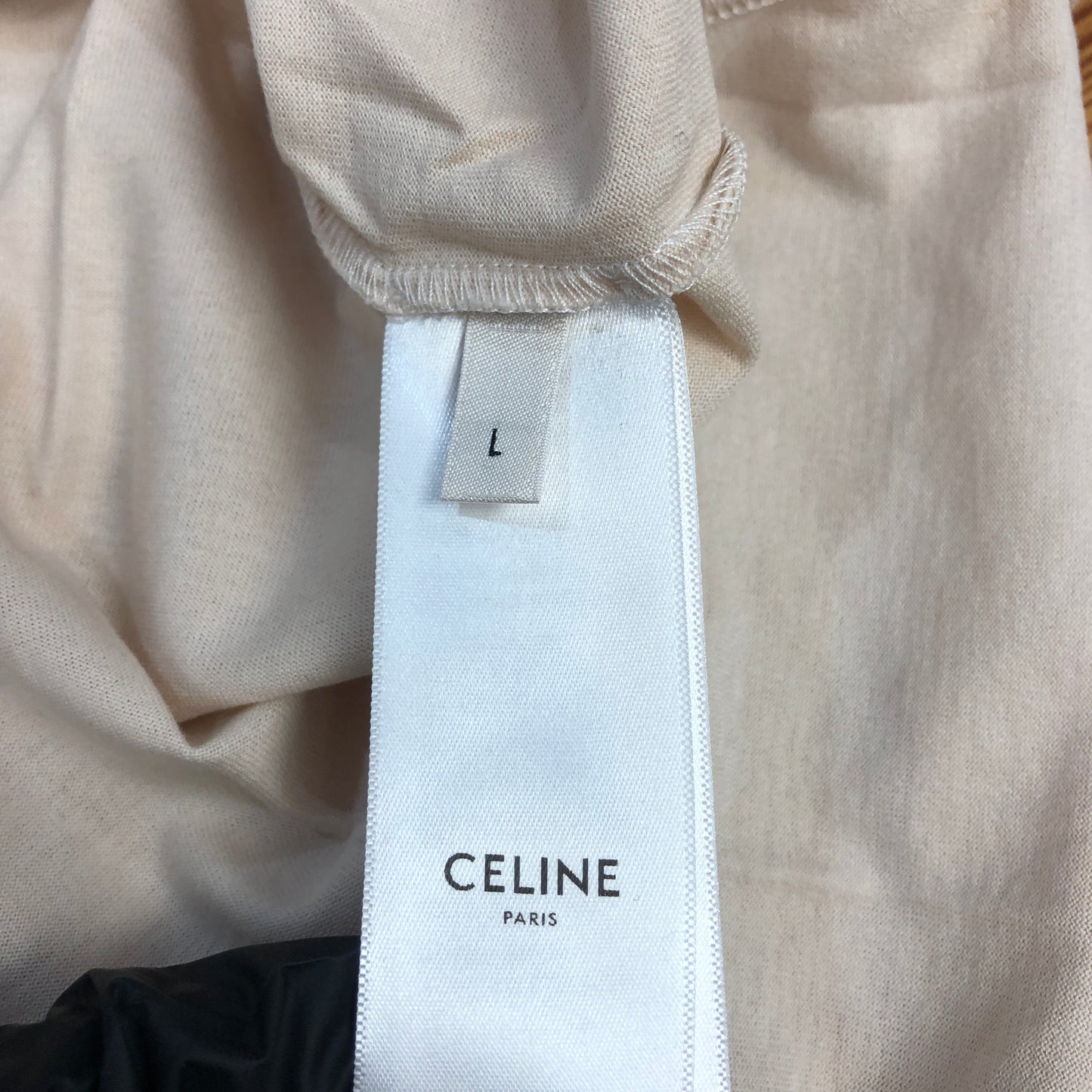 Celine Skin Color Carriage Logo Ringer T-Shirt Size L