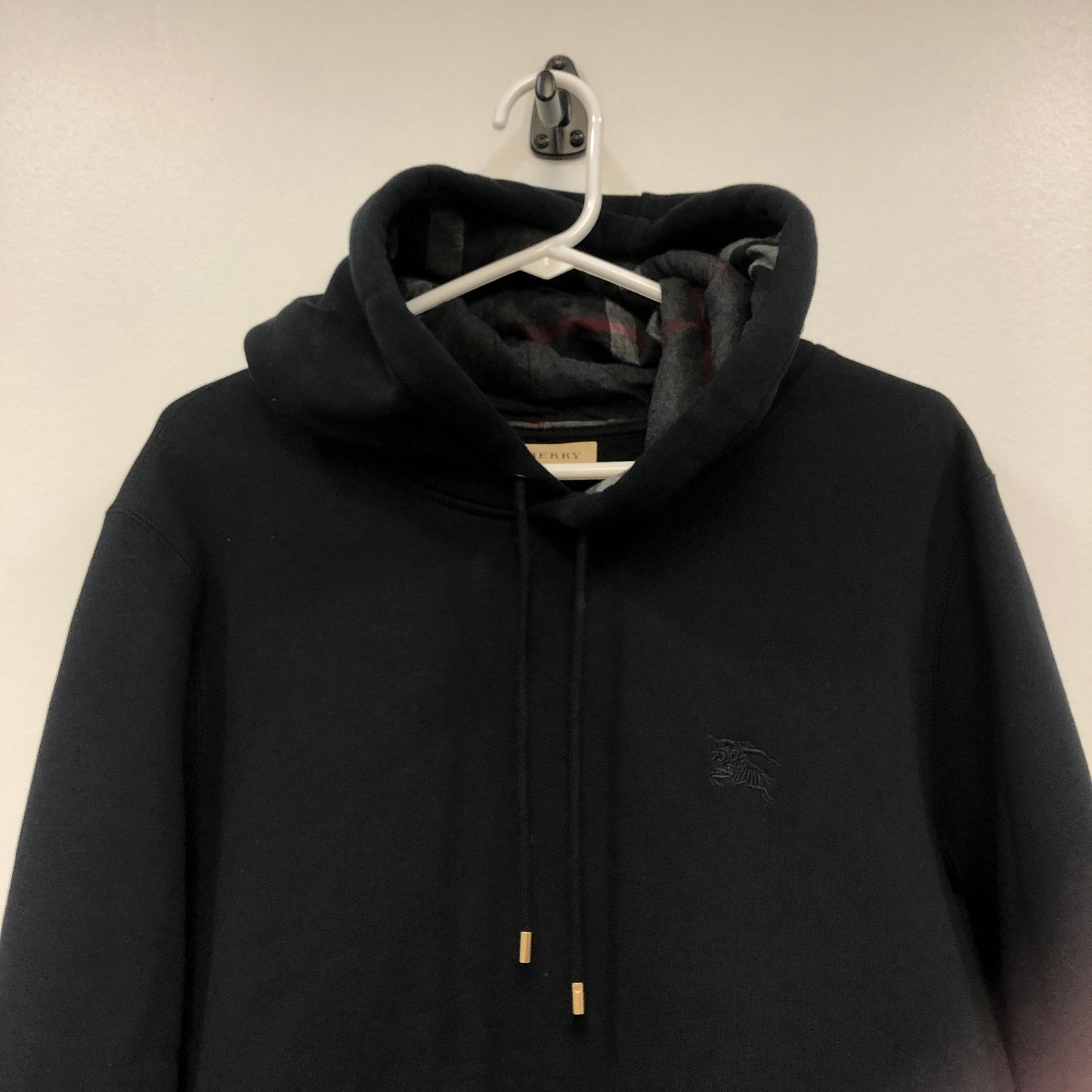 Burberry Embroidered Logo Hoodie Size L Black