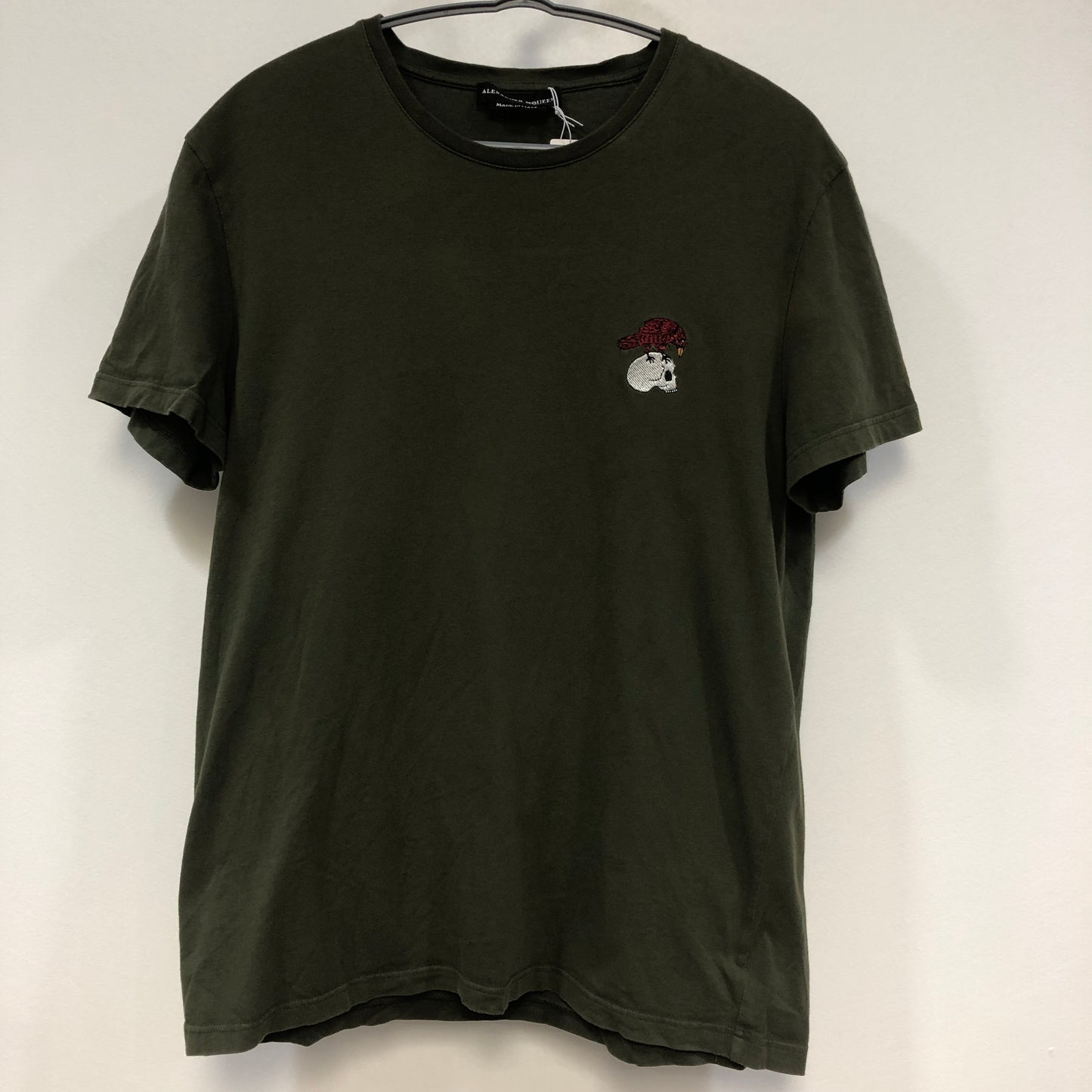 Alexander McQueen Dark Green Skull Embroidered T-Shirt Size M