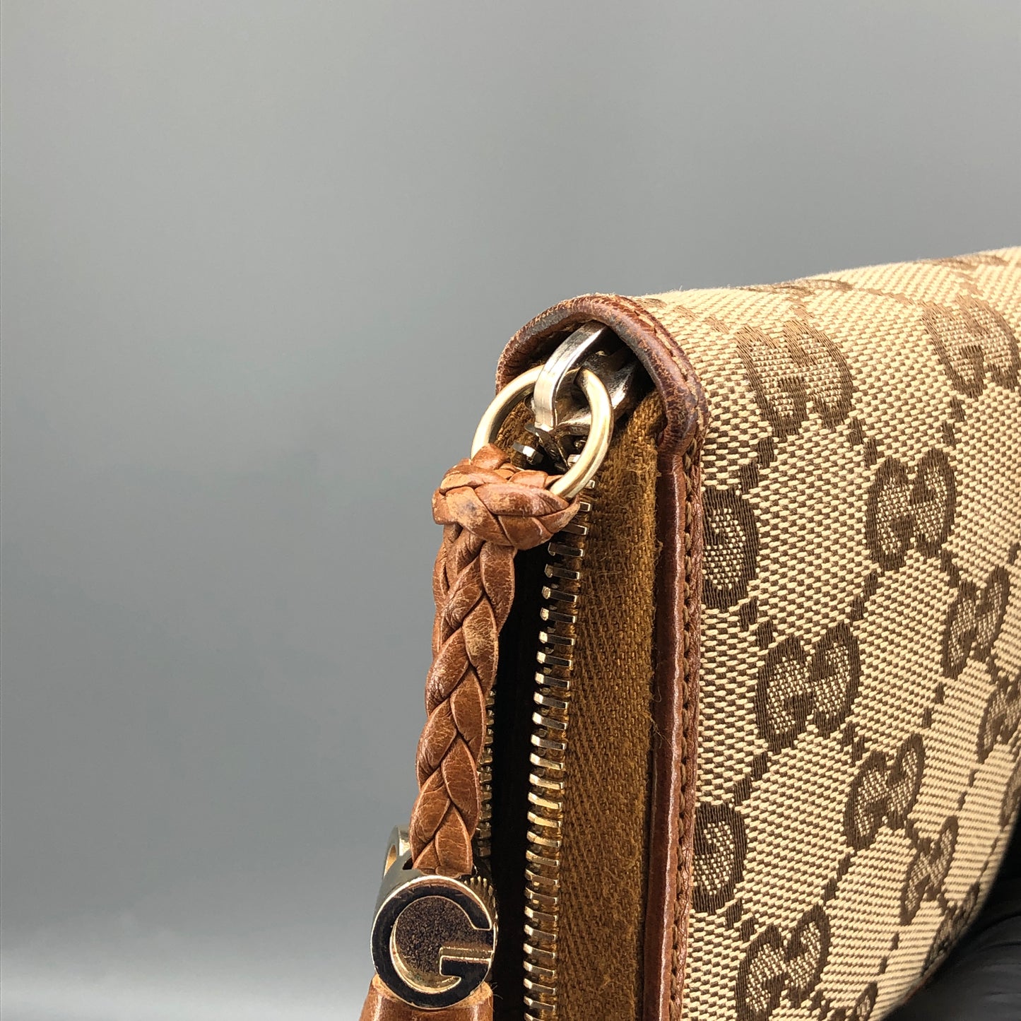 Gucci GG Supreme Zip Around Long Wallet Beige/Caramel
