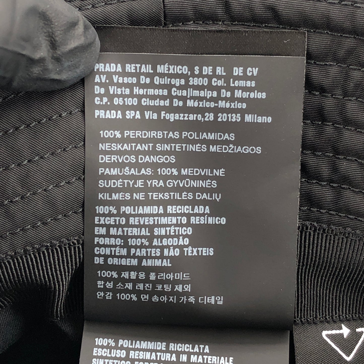 Prada Black Re-Nylon Triangle Logo Bucket Size XL