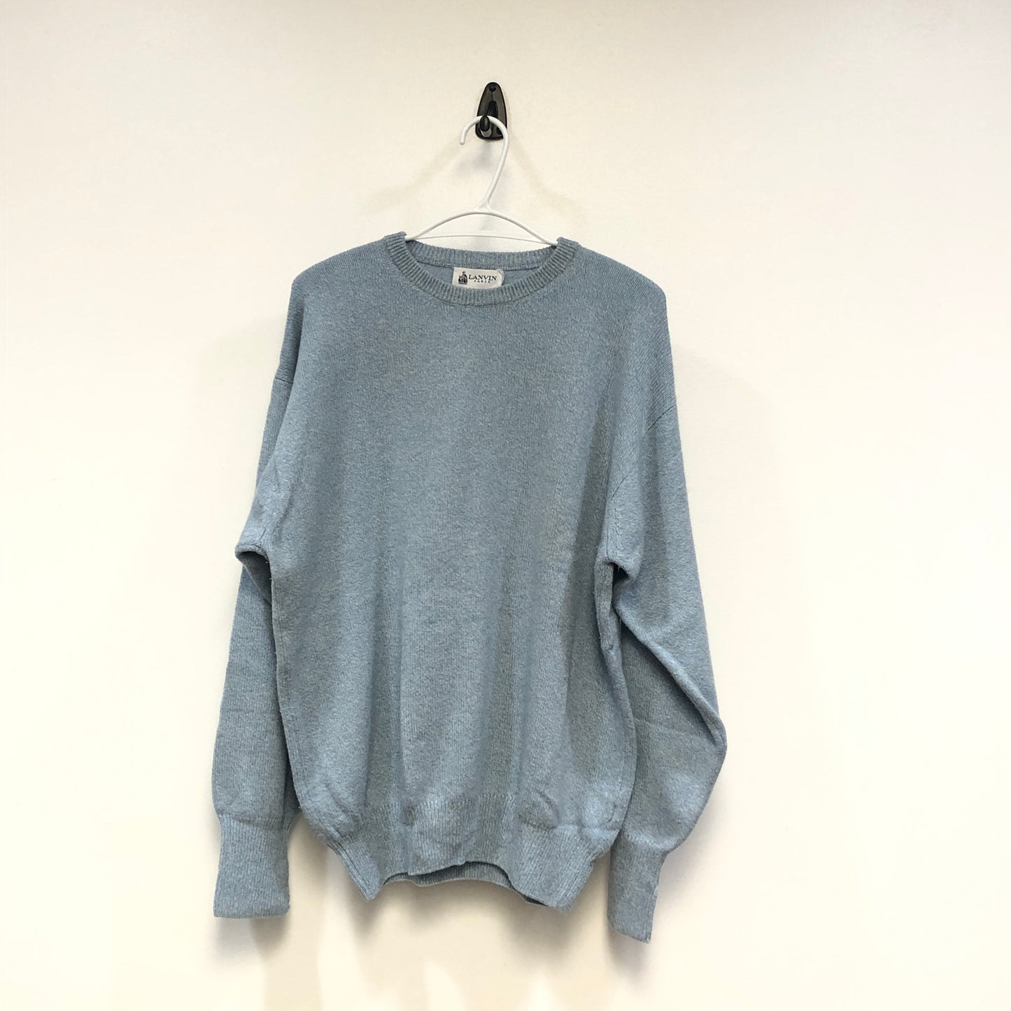 Lanvin Mist Blue Crew Neck Cashmere Knit Sweater Size 54