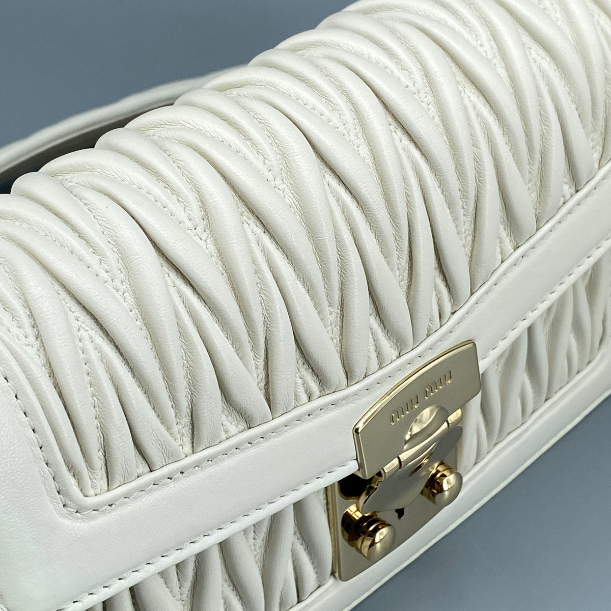 Miu Miu Confidential Matelassé  Crossbody Bag White Leather