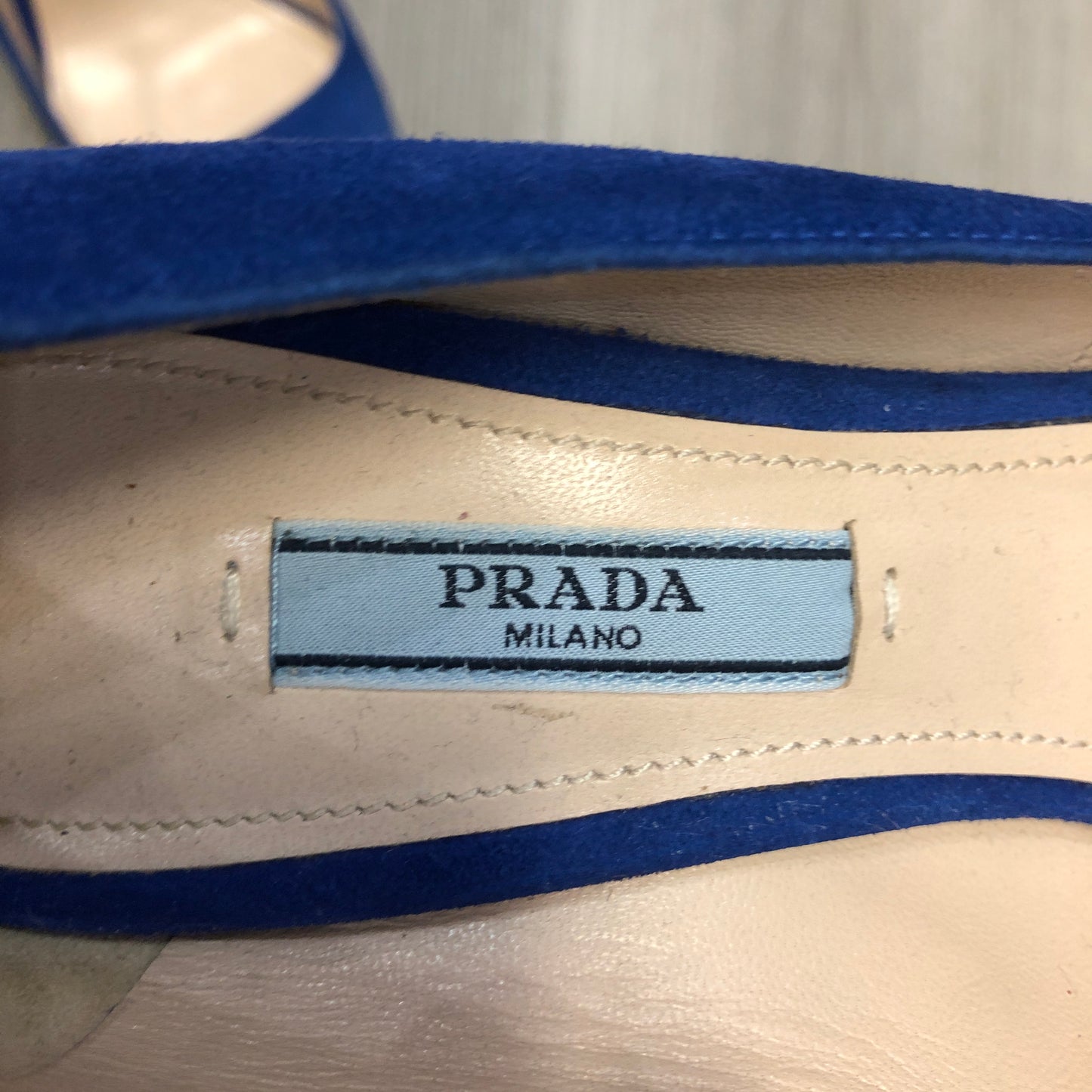Prada Blue Suede Round Toe Pumps 39