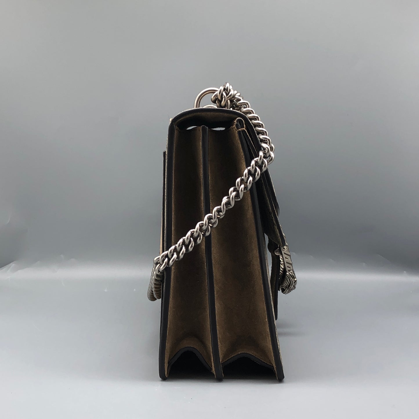 Gucci Dionysus GG Supreme Beige Suede Shoulder Bag