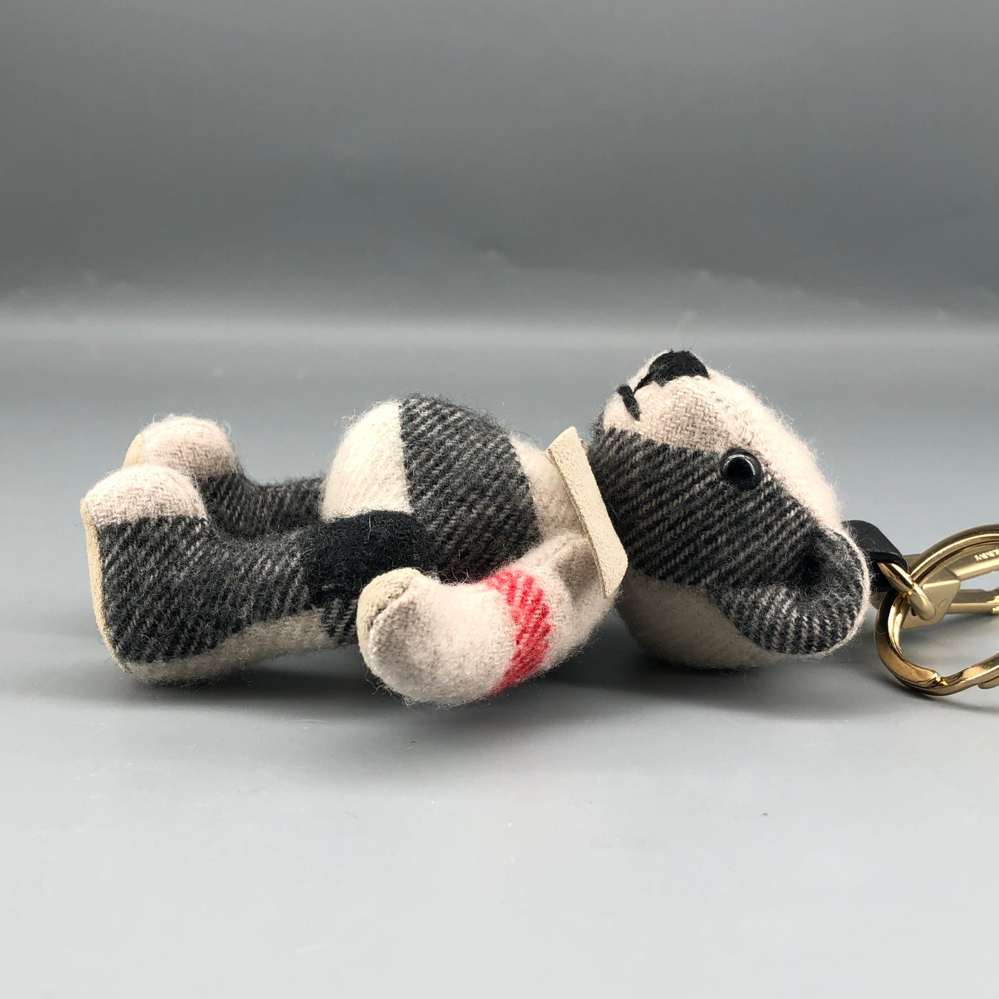 Burberry Vintage Check Thomas Bear Bag Charm Keychain Beige Grey