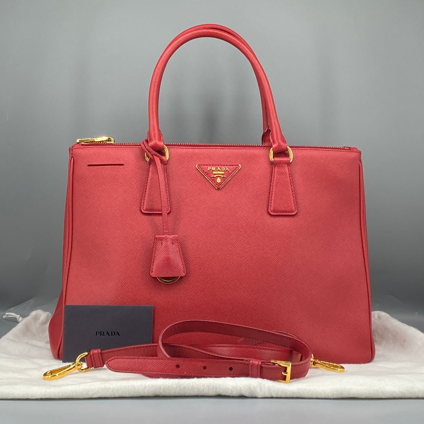 Prada Red Saffiano Leather Galleria Bag