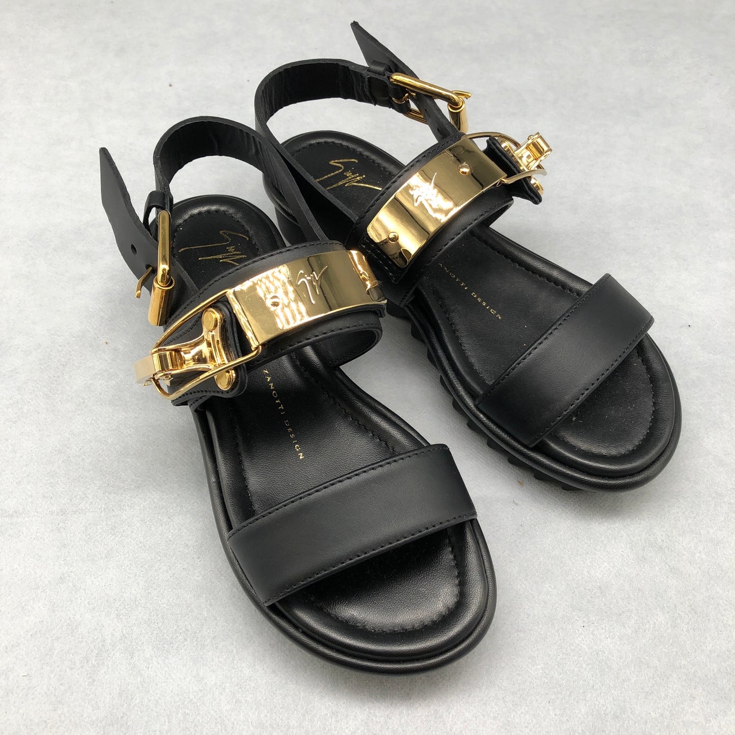 Giuseppe Zanotti Women's Black & Gold Platform Sandals shoes 36
