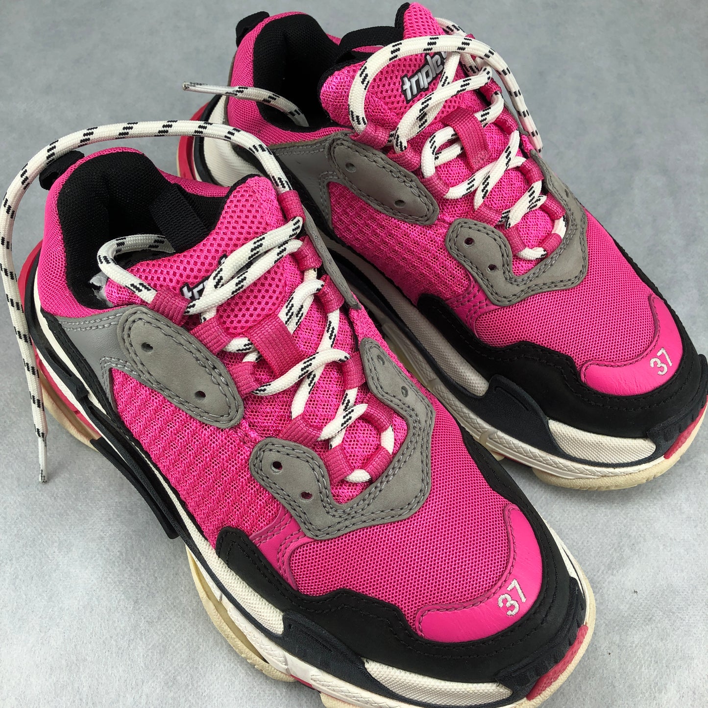 Balenciaga Triple S Pink & Black Chunky Sneakers 37