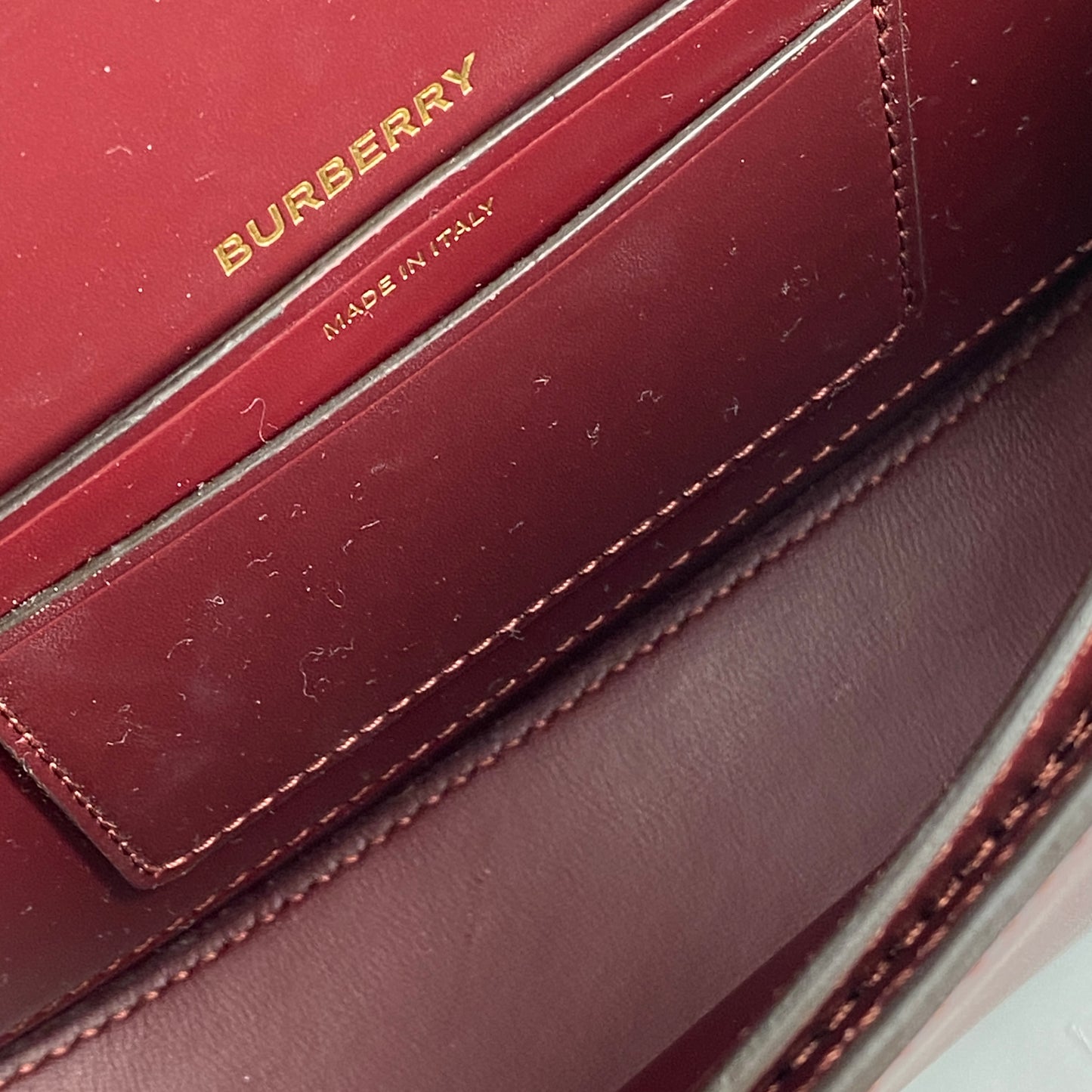 Burberry Deep Red Leather Saddle Shoulder Crossbody Bag