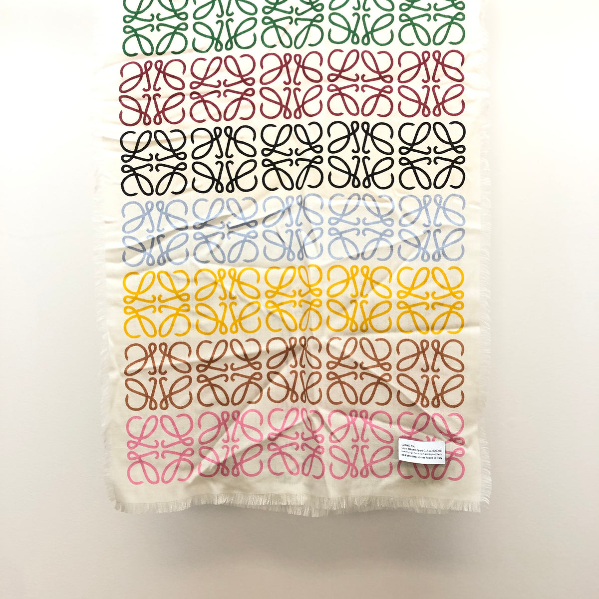 Loewe Beige Multi-Color Anagram Logo Scarf 194*42 cm