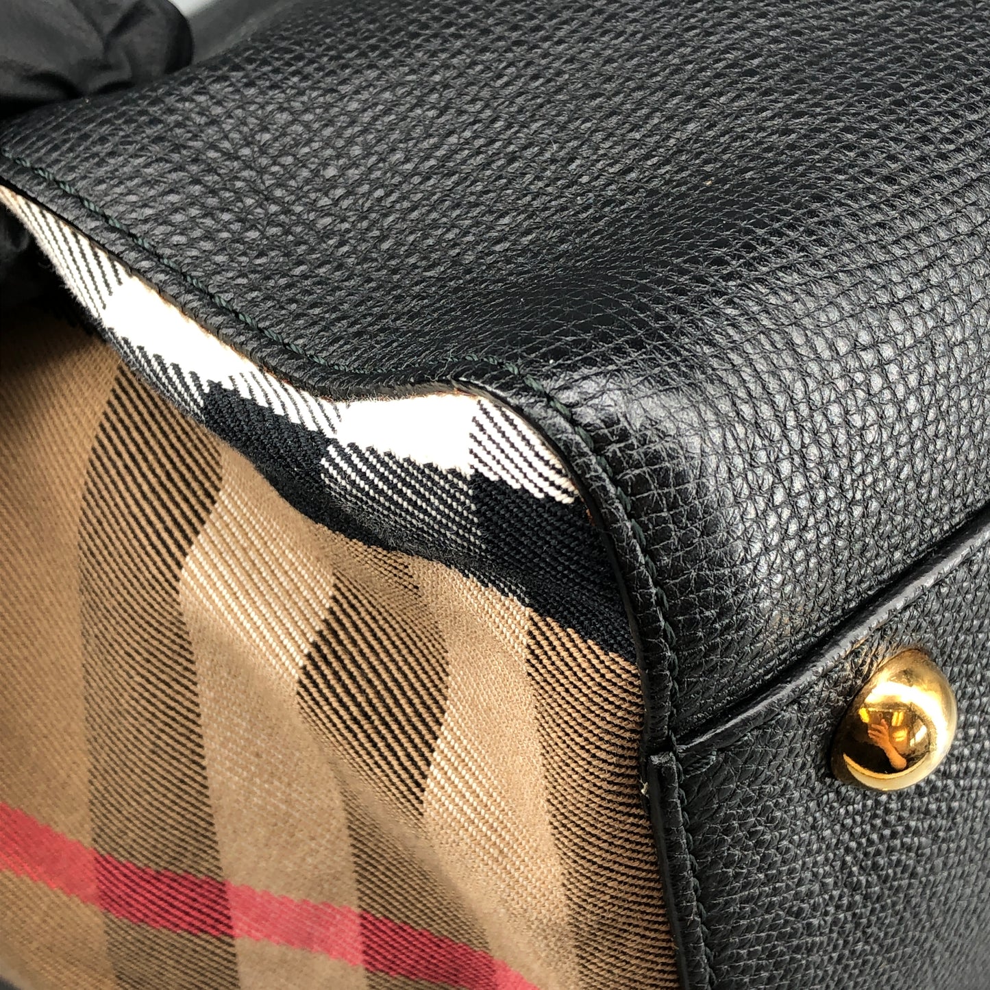 Burberry Check and Leather Tote Bag Beige