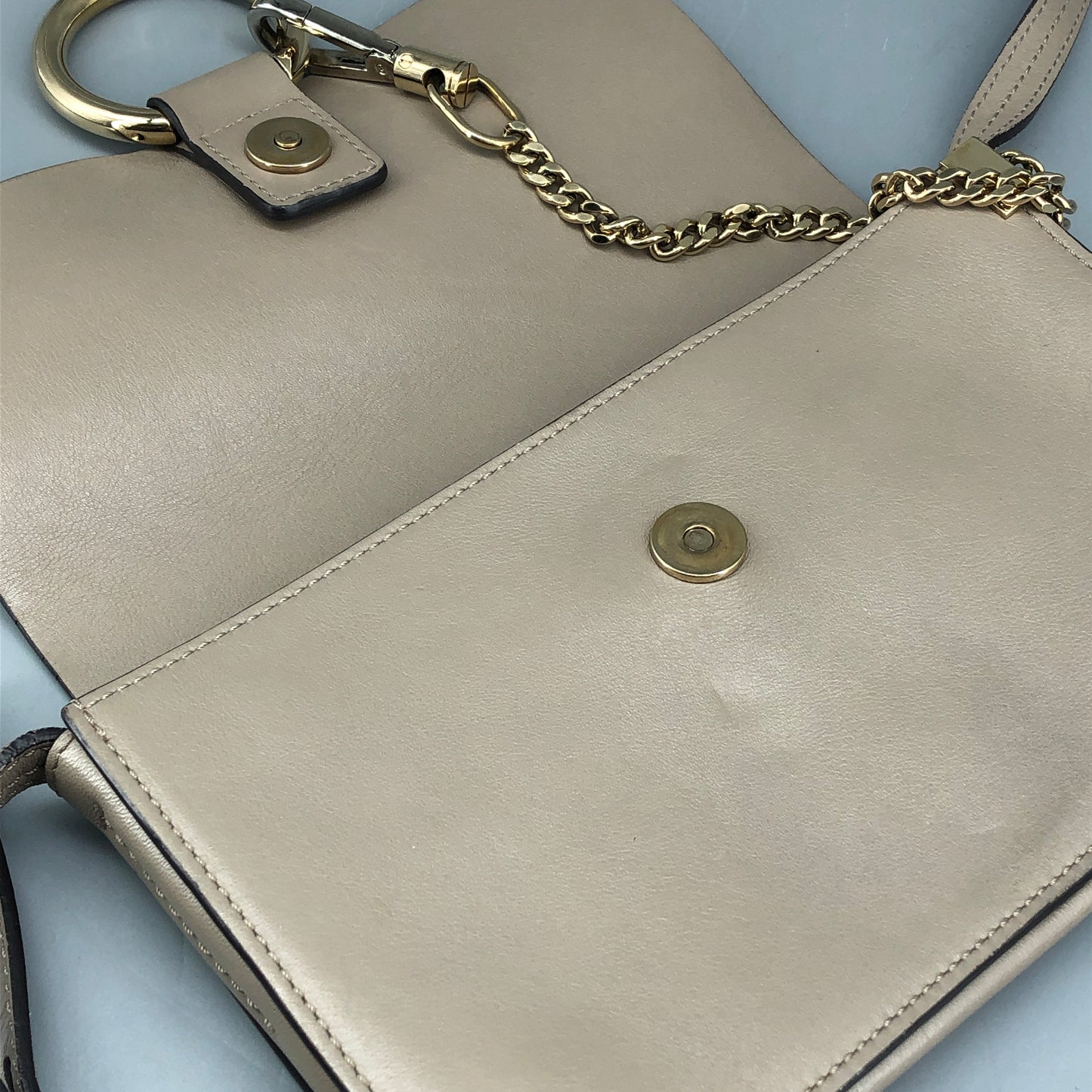 Chloe Faye Medium Suede & Leather Shoulder Bag Beige