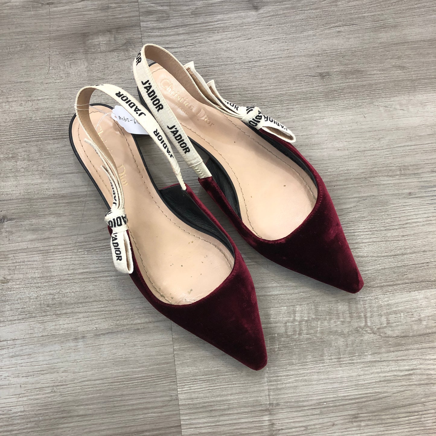 Christian Dior Women's J'Adior Velvet Slingback Pumps Size 39 Burgundy