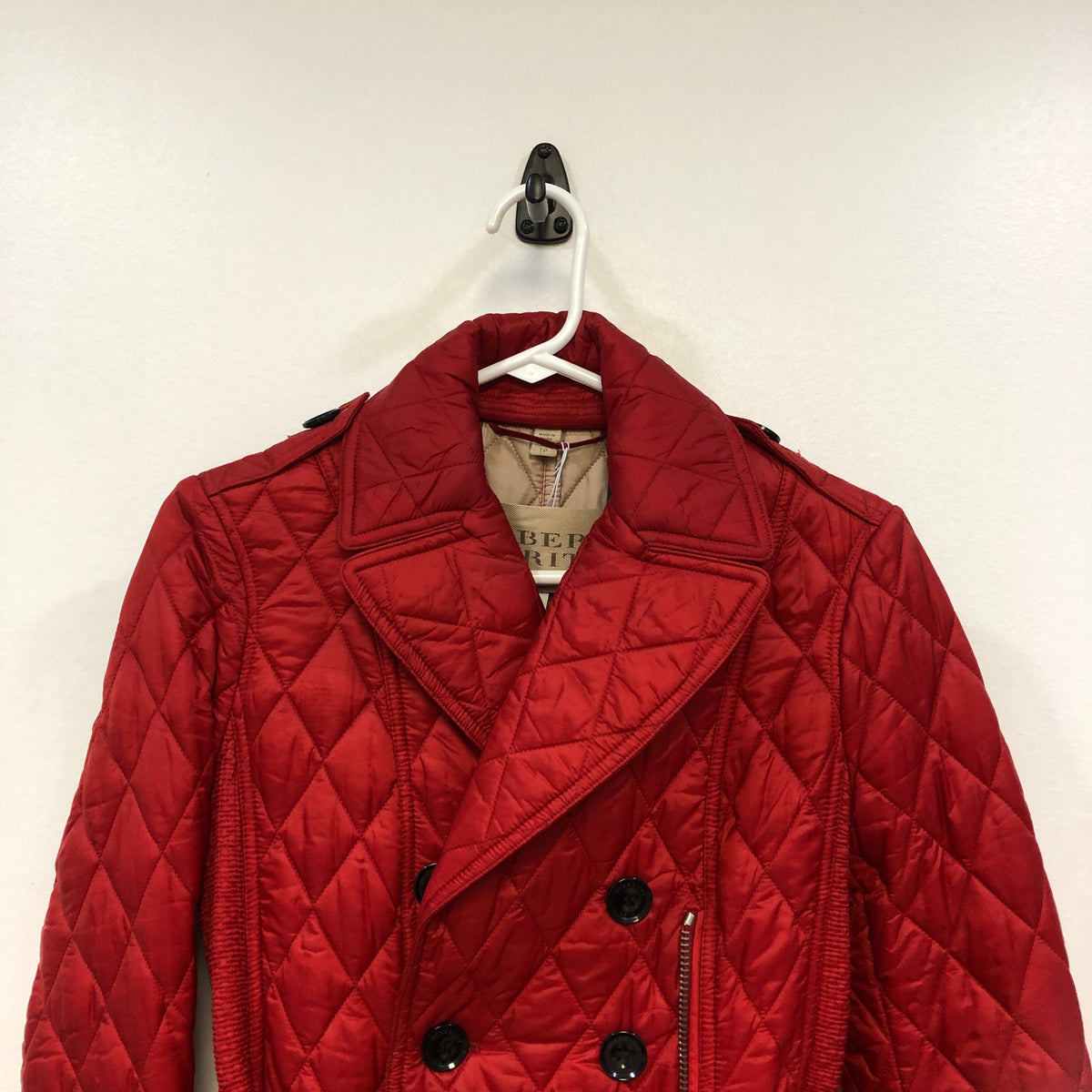 Burberry Red Quilted Trench Coat Size XS