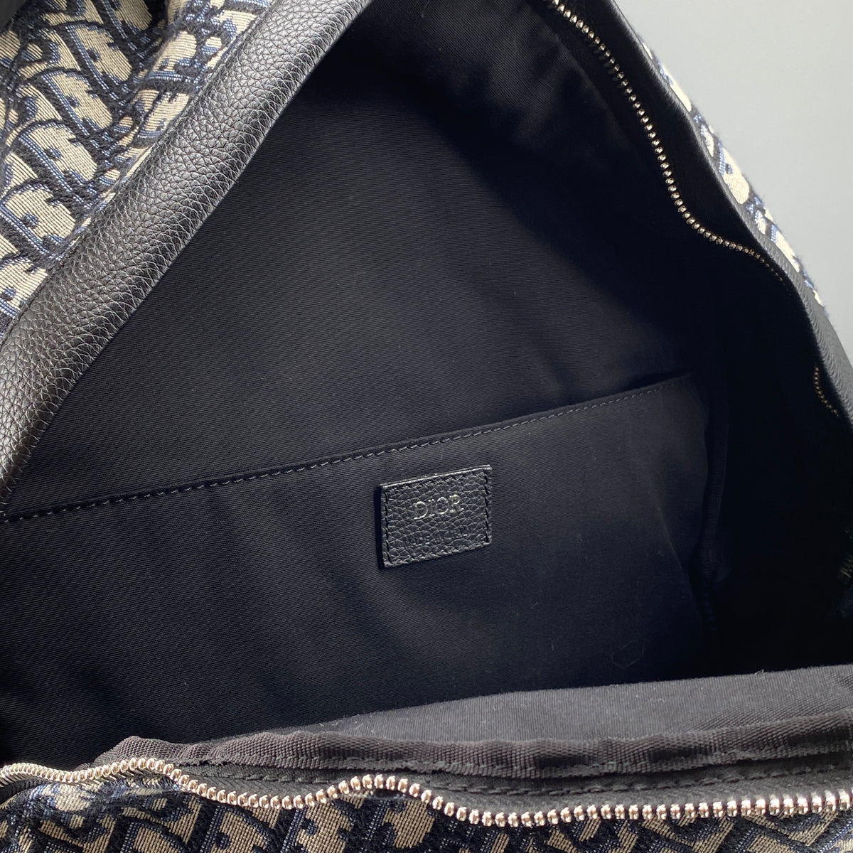 Christian Dior Navy Grey Oblique Jacquard Backpack Bag