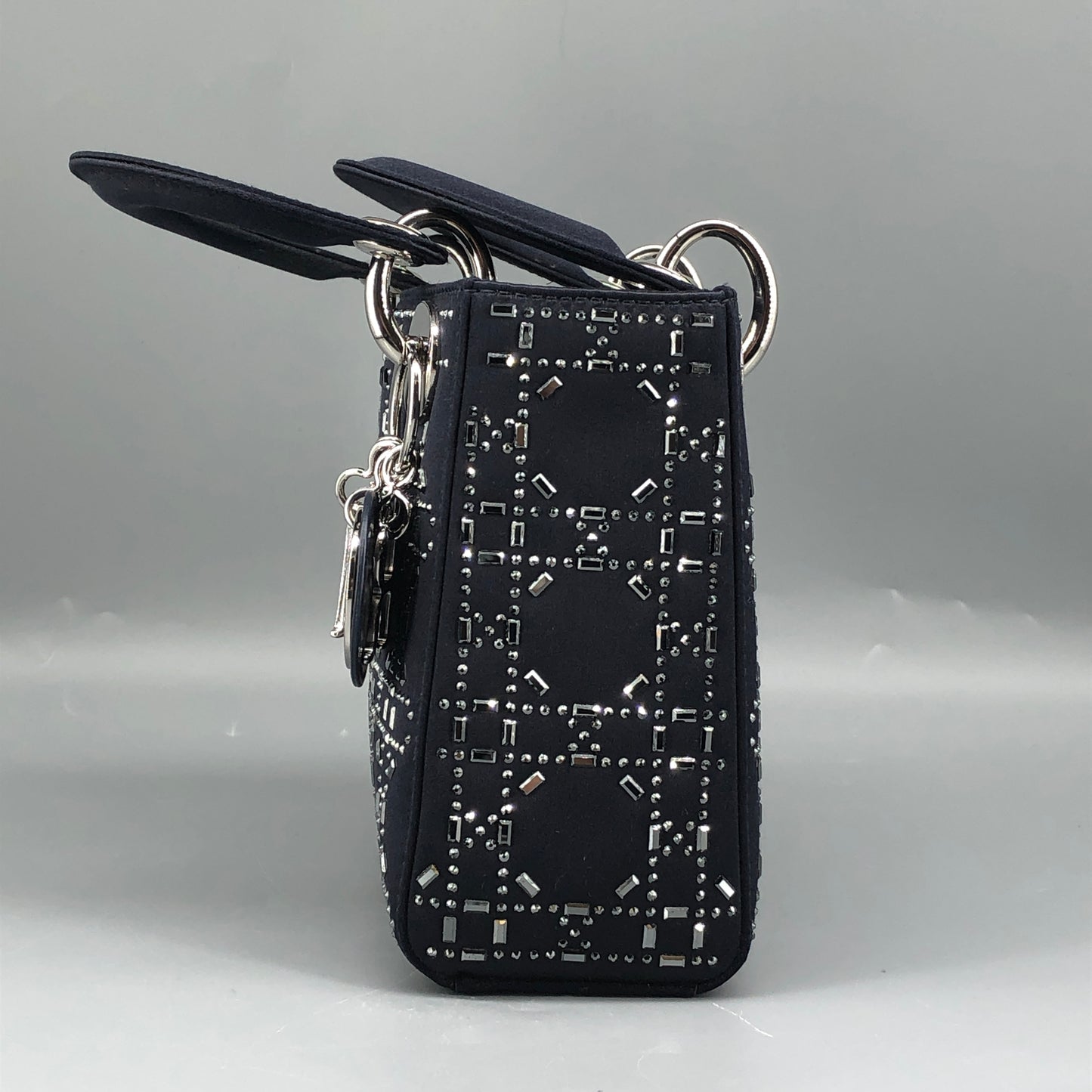 Christian Dior Lady Dior Mini Navy Cannage Satin with Crystals