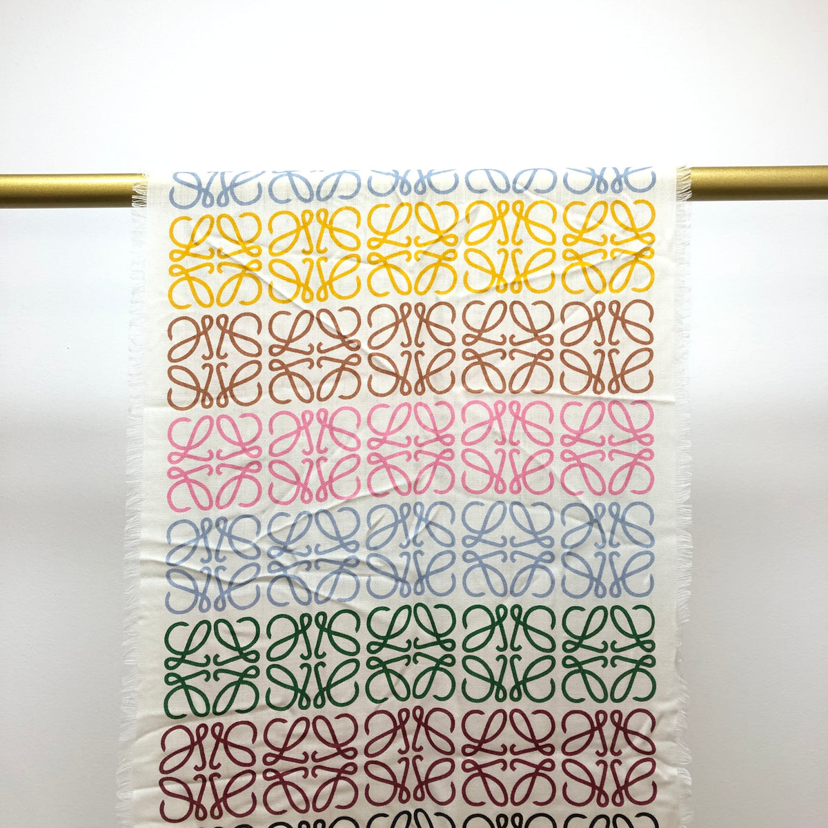 Loewe Beige Multi-Color Anagram Logo Scarf 194*42 cm