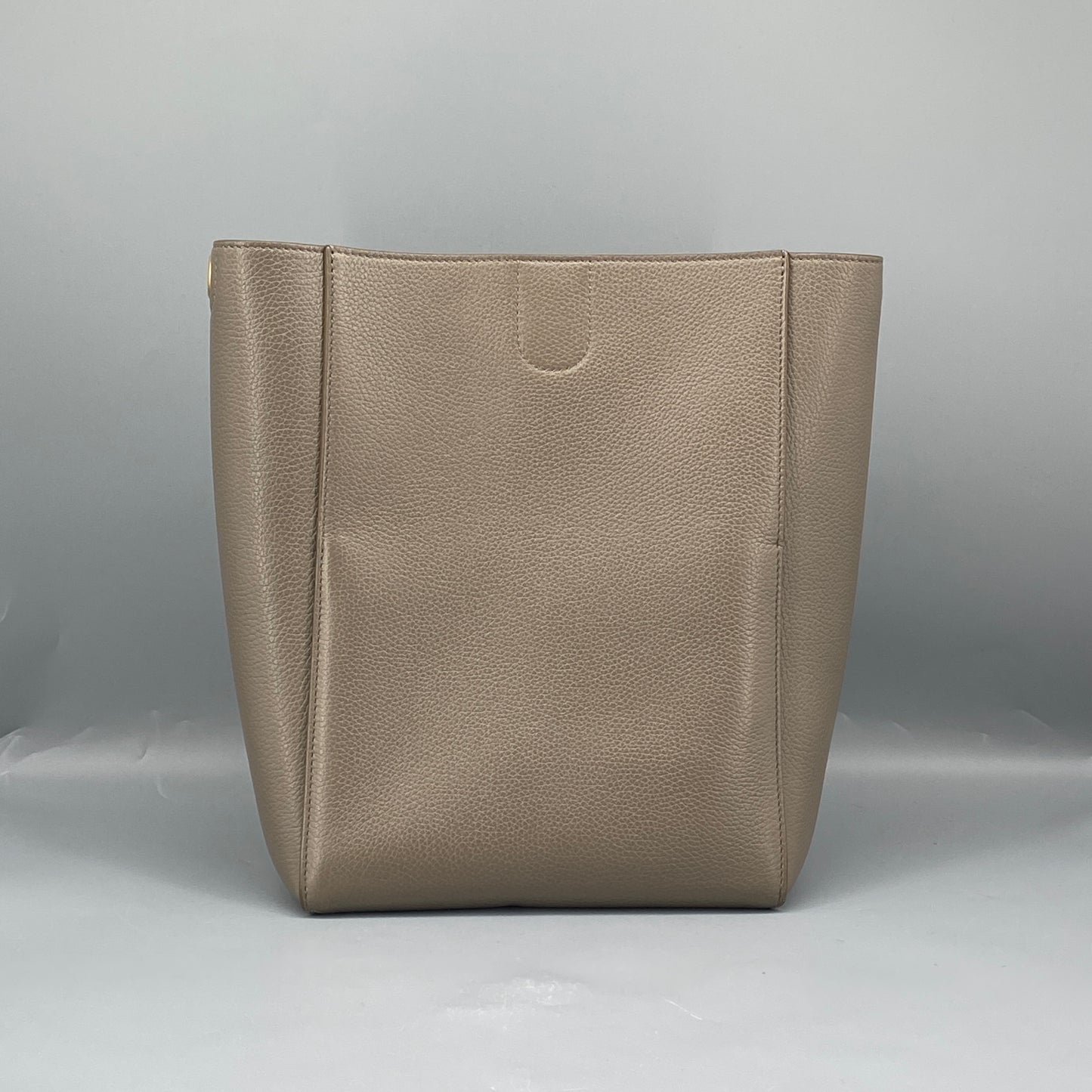 Celine Taupe Pebbled Leather Bucket Shoulder Bag