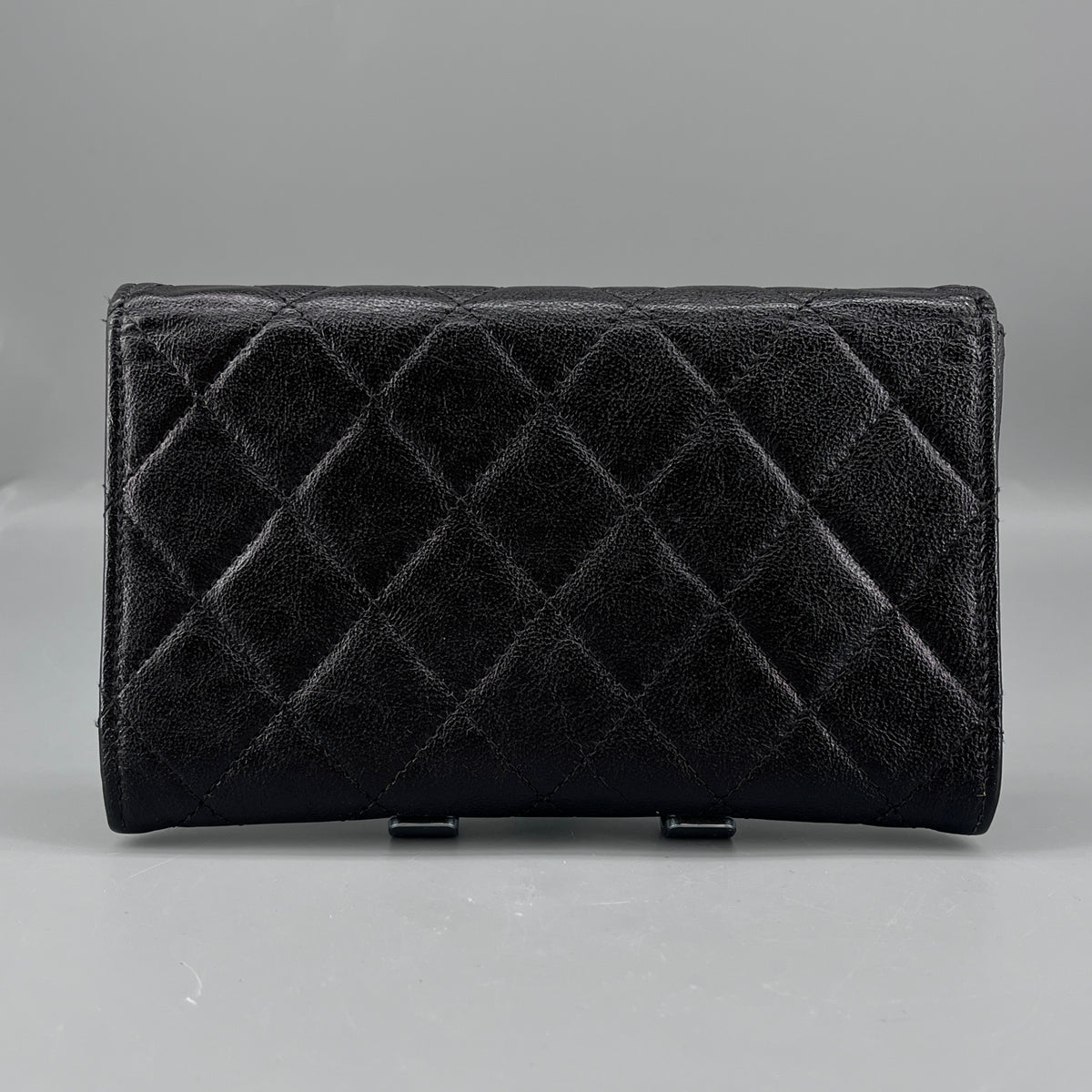 Chanel Black Leather Quilted Long Wallet