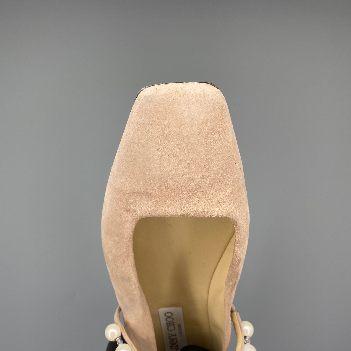 Jimmy Choo Women's Pearl Strap Suede Flat Shoes Size 40 Pink Nude