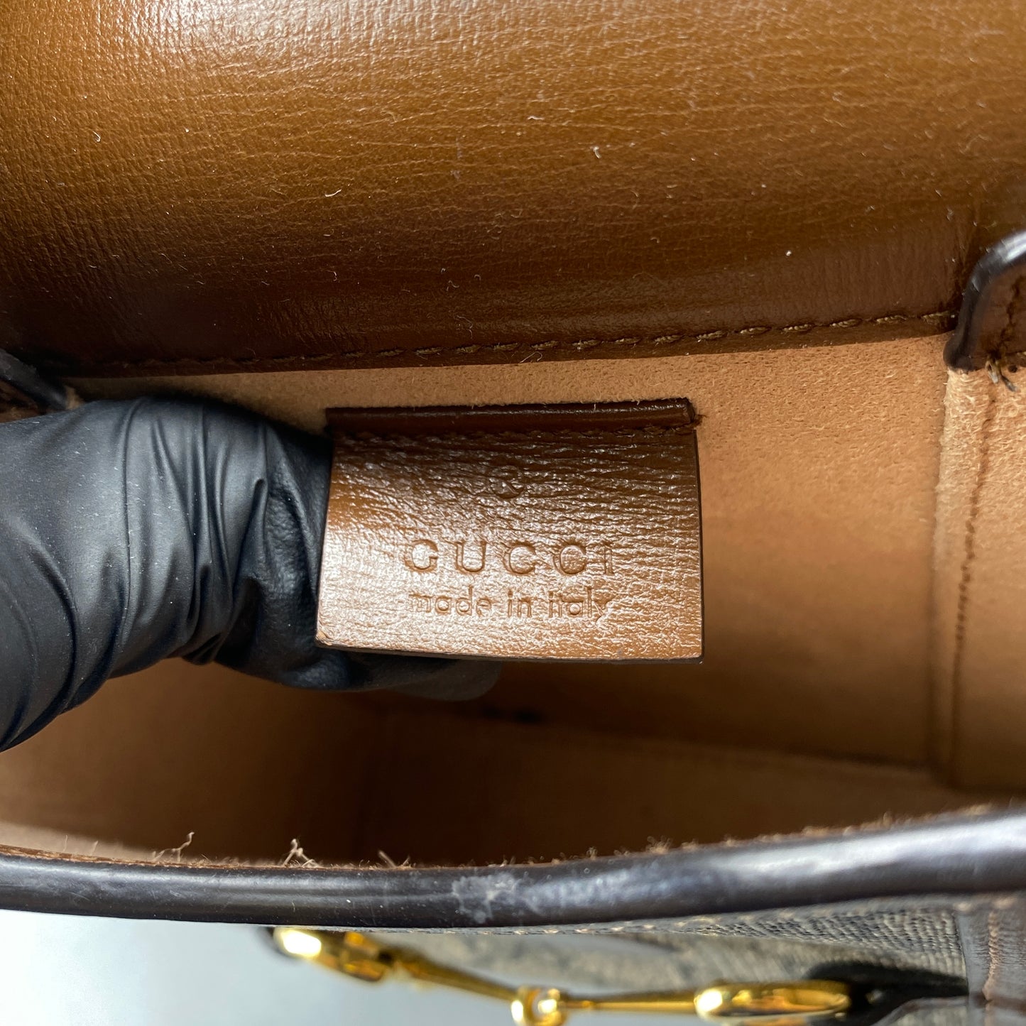 Gucci Beige GG Canvas Horsebit Mini Phone Crossbody Bag