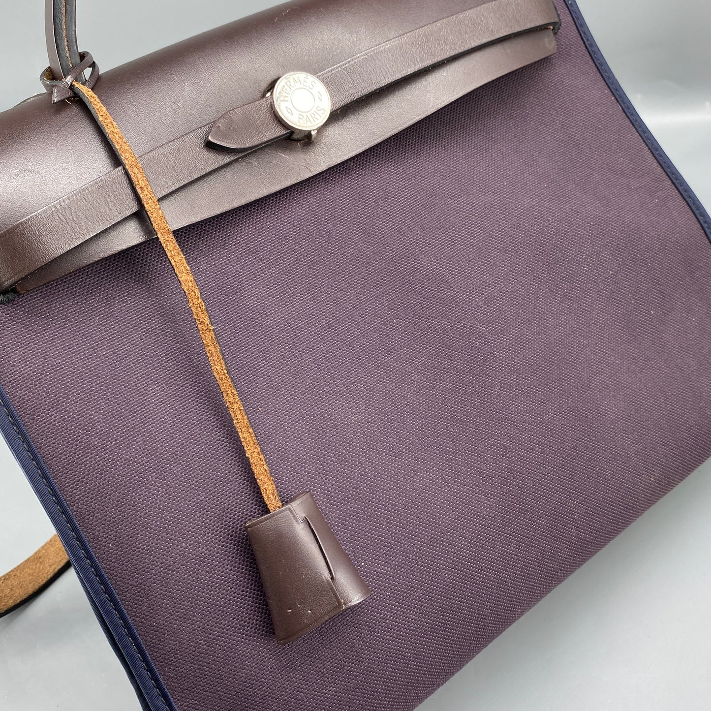 Hermes Herbag 31 Deep Grape Canvas Leather Shoulder Bag