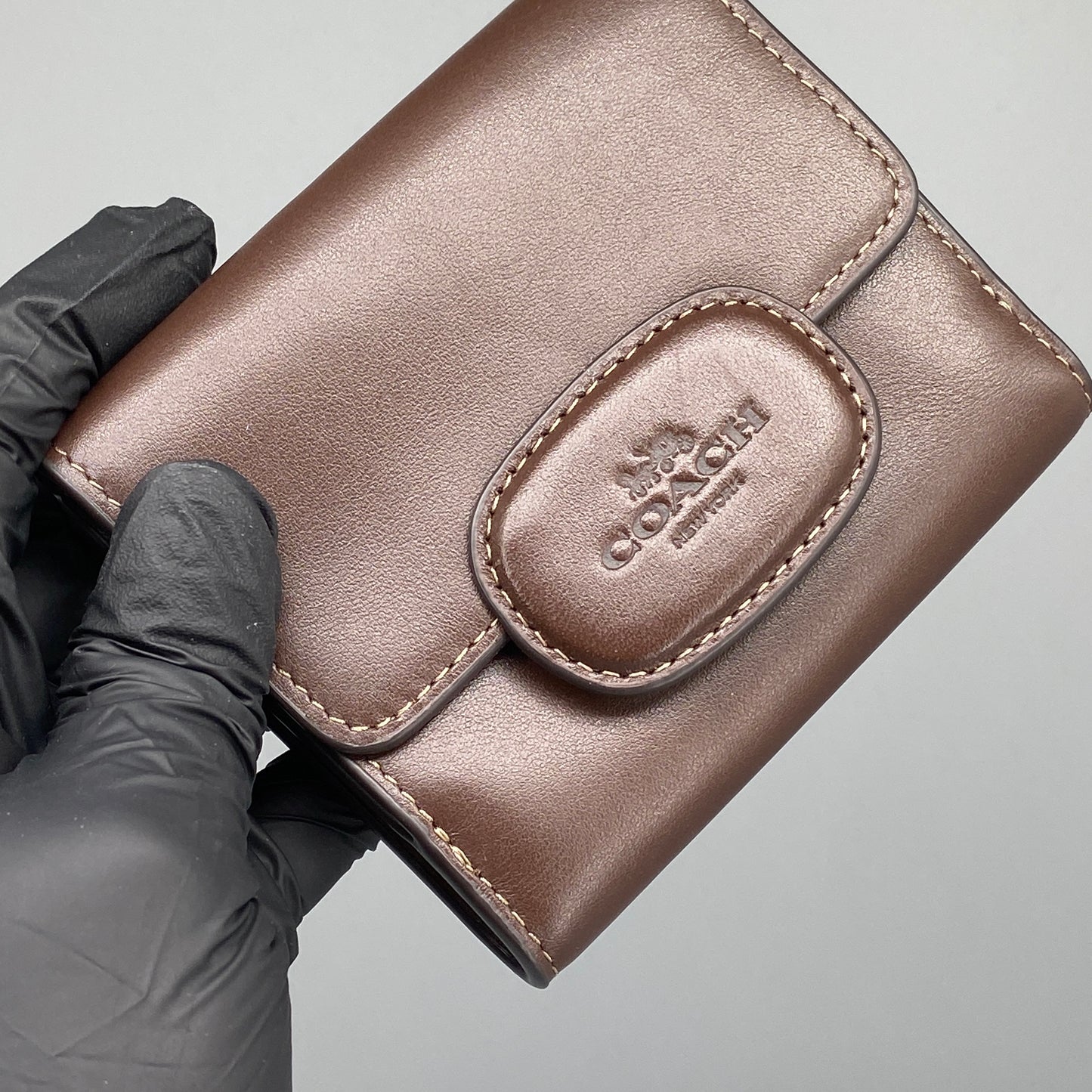 Coach Deep Brown Smooth Leather Flip Card Wallet