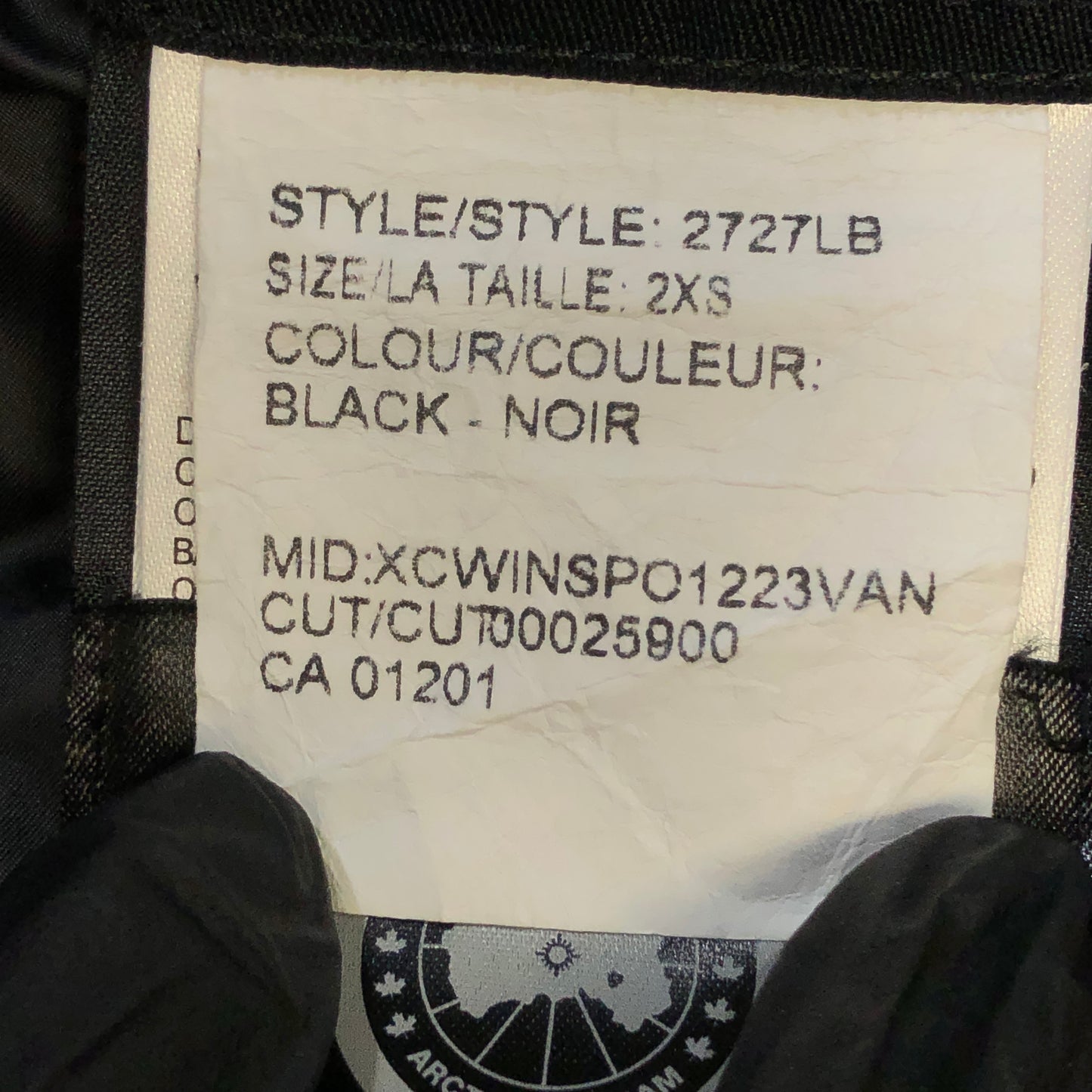 Canada Goose Black Quilted Down Puffer Jacket Size 2XS