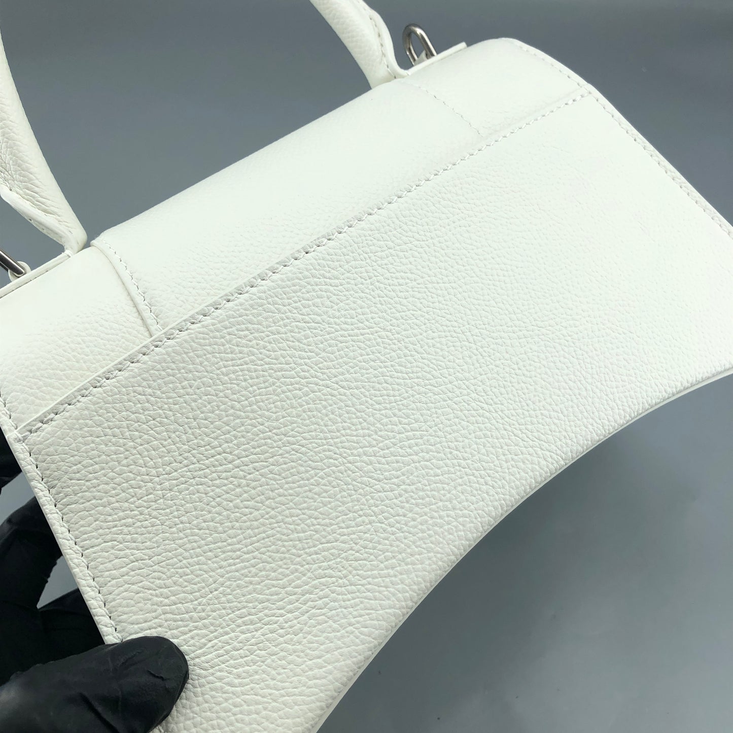 Balenciaga Hourglass Small Top Handle Bag White Smooth Calfskin