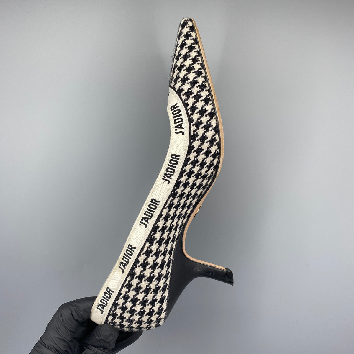 Christian Dior Houndstooth Fabric Pointed Toe High Heel  Size 37.5