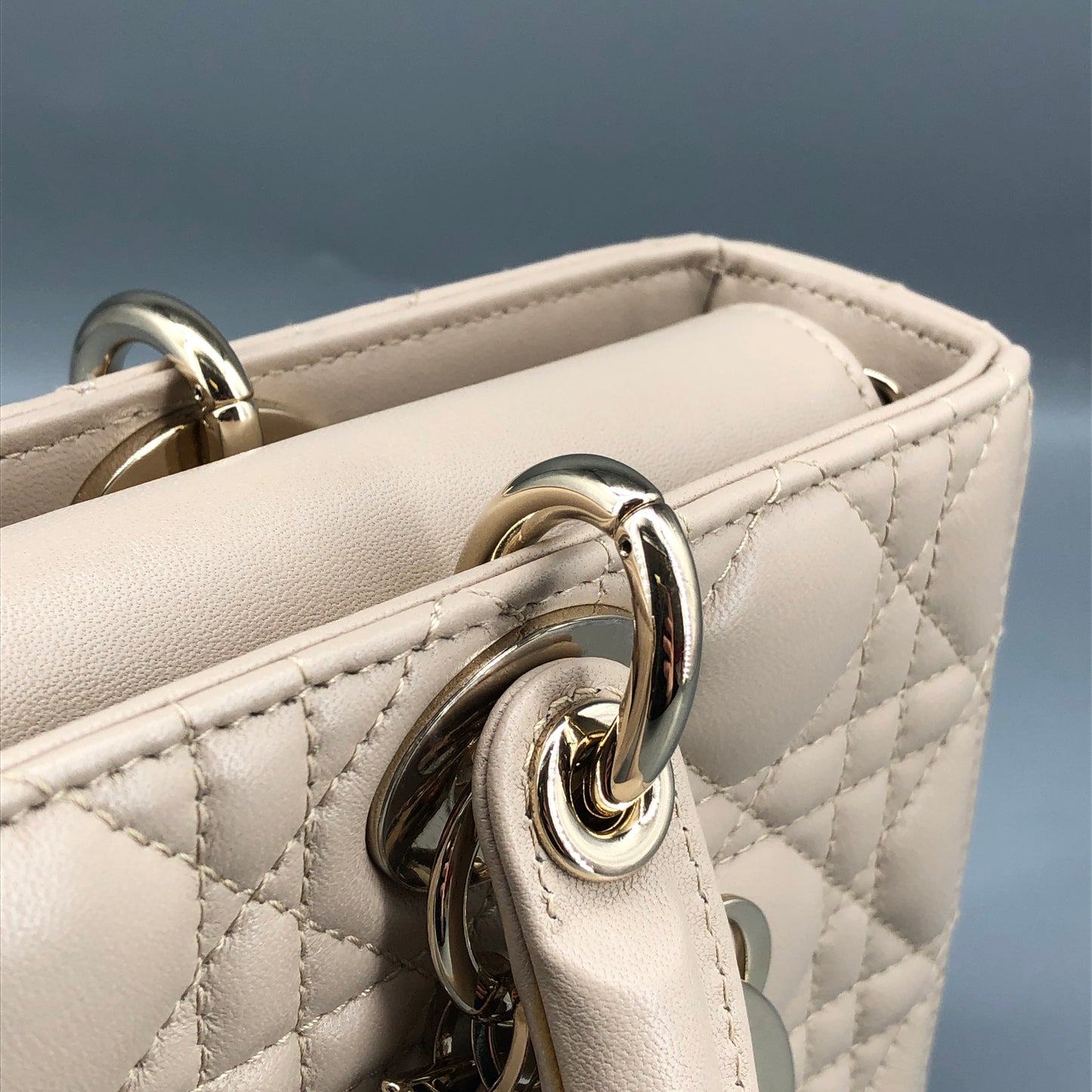 Christian Dior Lady Dior Horizontal Medium Cannage Leather Handbag Dusty Pink