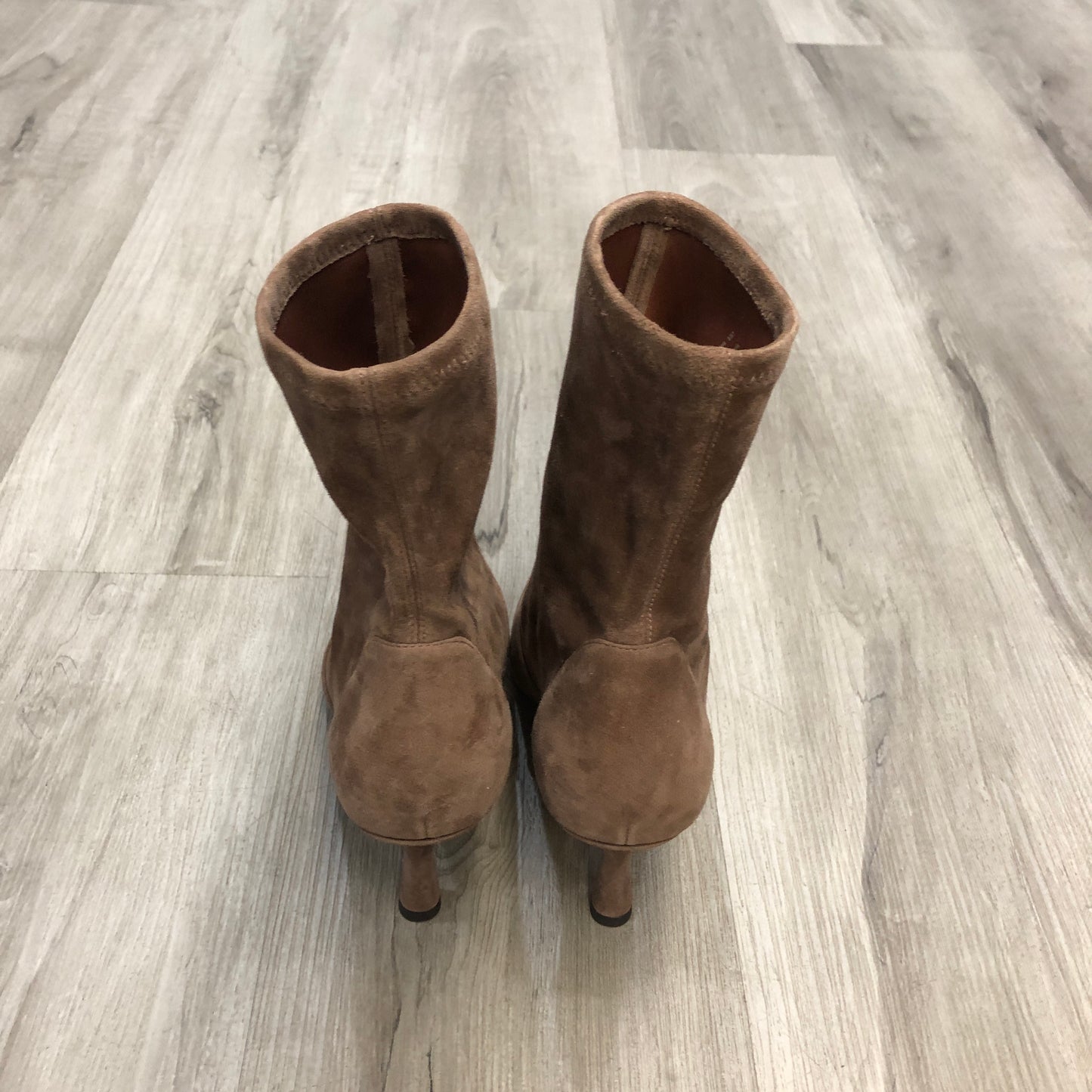 Stuart Weitzman Women's Suede Pointed Toe Stiletto Ankle Boots Shoes 7.5 Tan