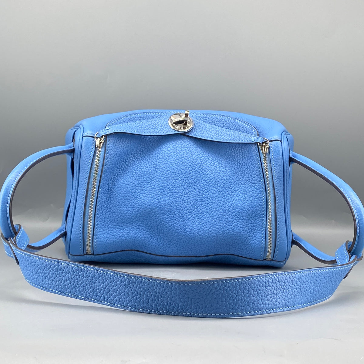 Hermes 2015 Lindy 27 Blue Shoulder Handbag