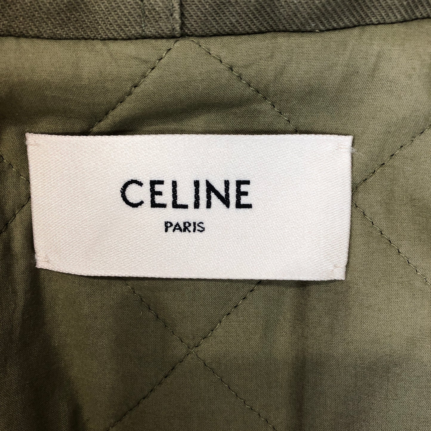 Celine Dark Green Quilted Hooded Parka Size 36