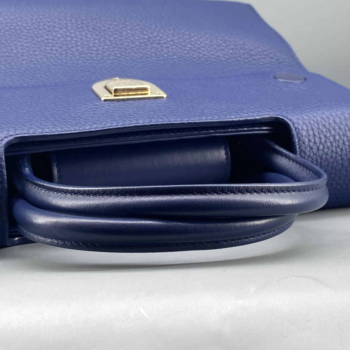Christian Dior Diorever Navy Leather Top Handle Bag