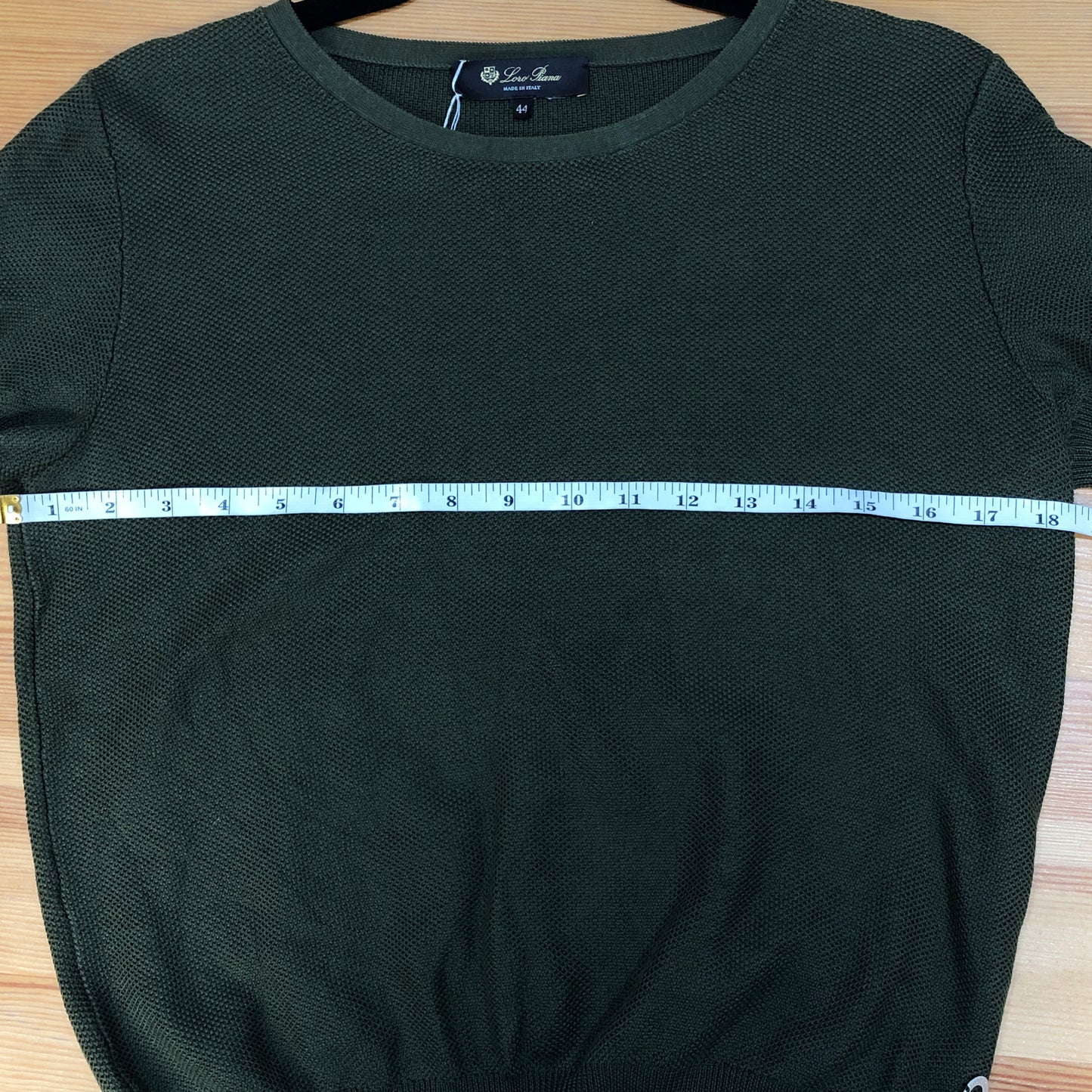 Loro Piana Olive Green Short Sleeve Knit Top Size 44