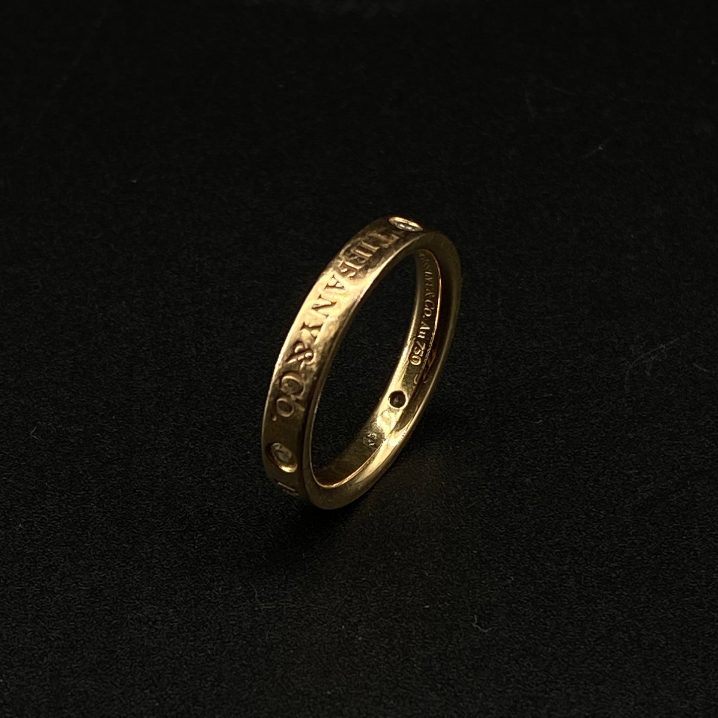Tiffany & Co. AU750 Yellow Gold Single Diamond Band Ring Size 49mm