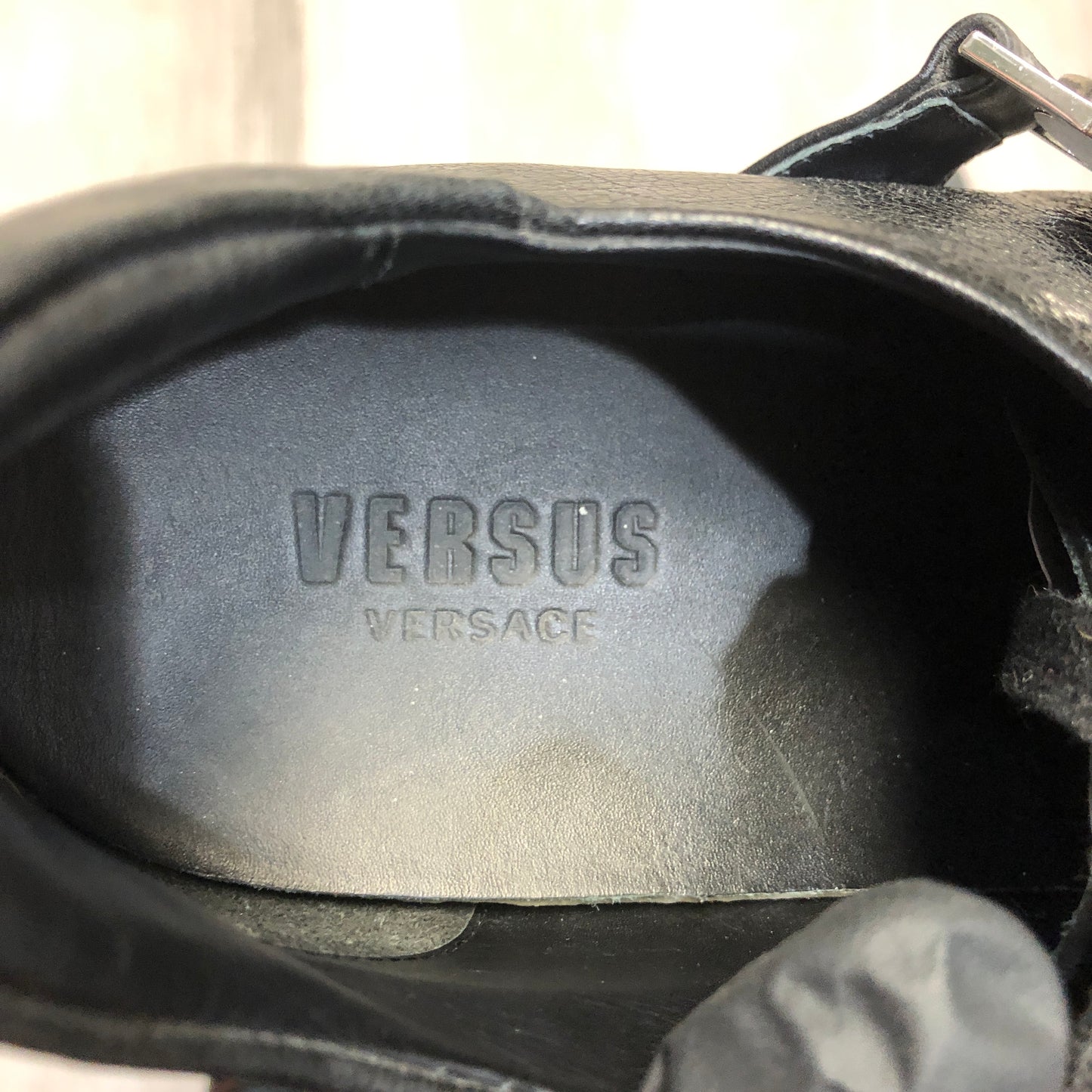 Versace Men's Black Leather Low-Top Sneakers Size 42