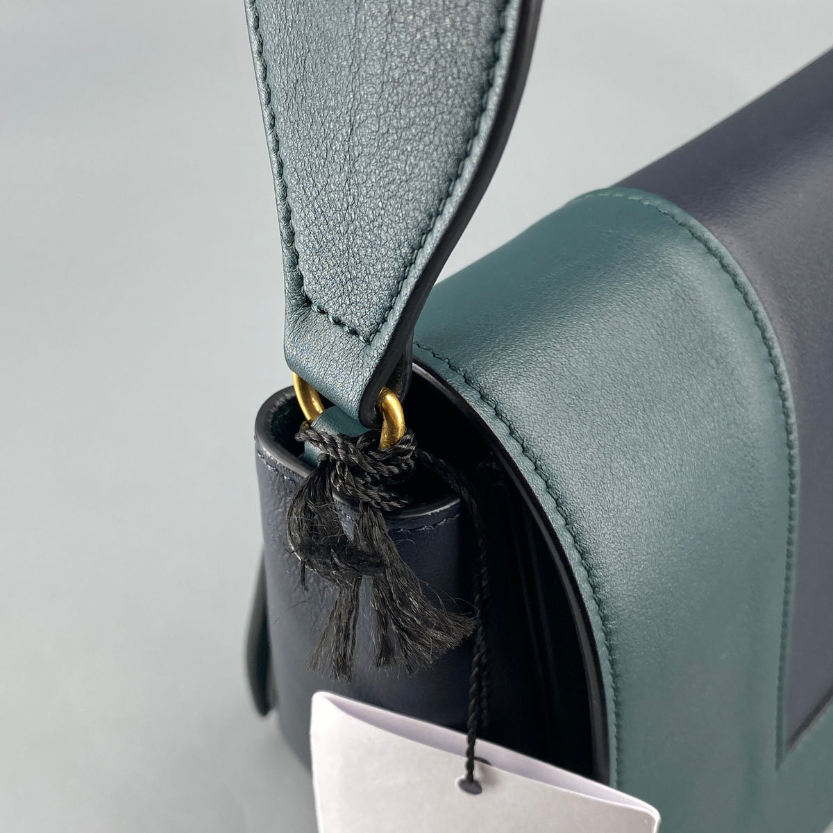 Celine New Frame Shoulder Bag Navy Green Leather