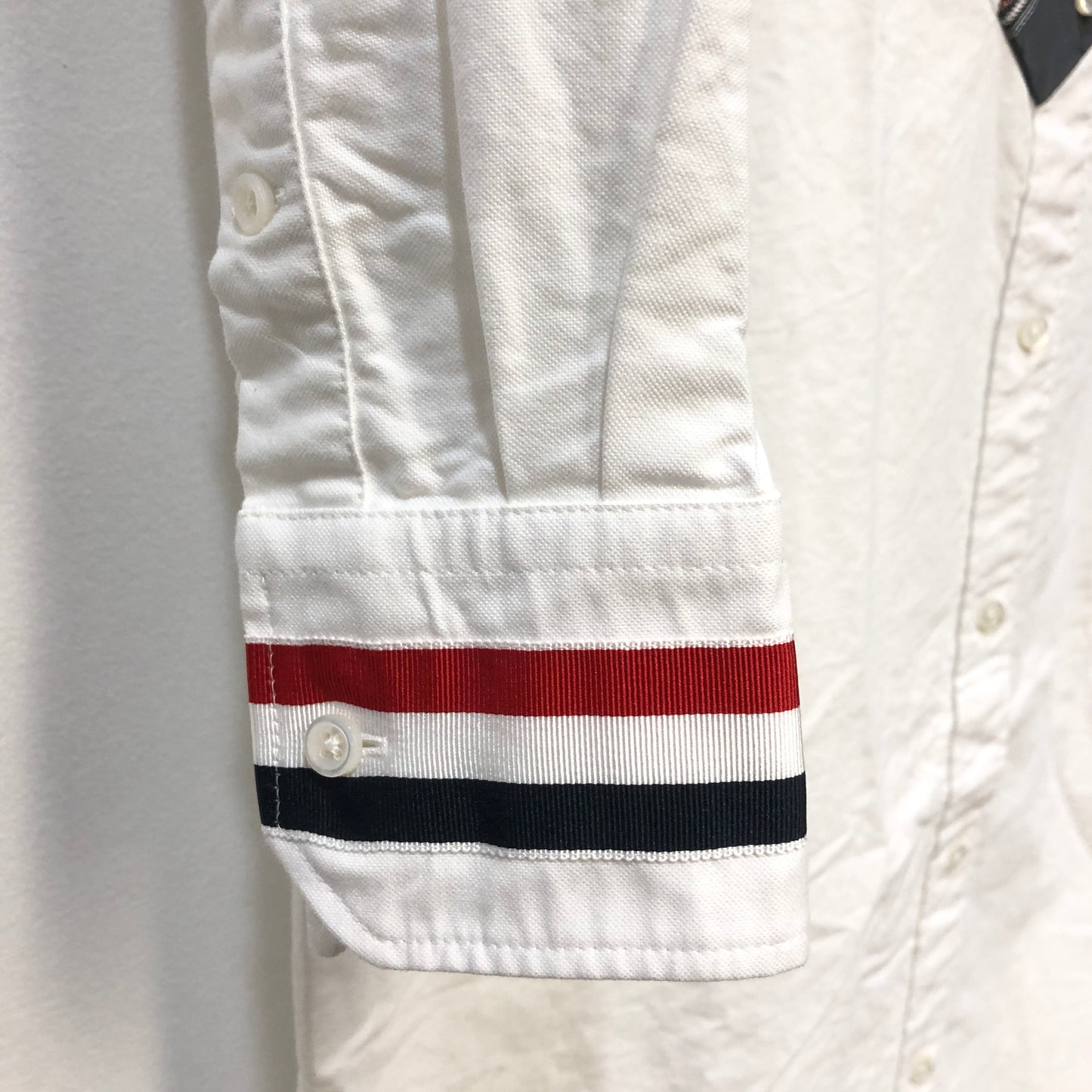 Thom Browne White Cotton Striped Cuff Shirt Dress 42