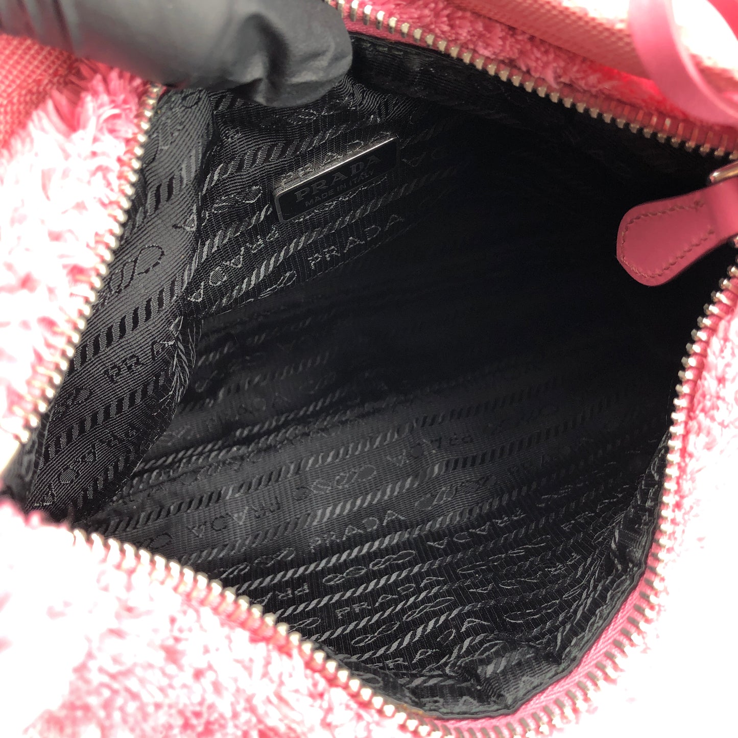Prada Pink Fuzzy Fleece Re-Edition 2005 Shoulder Bag
