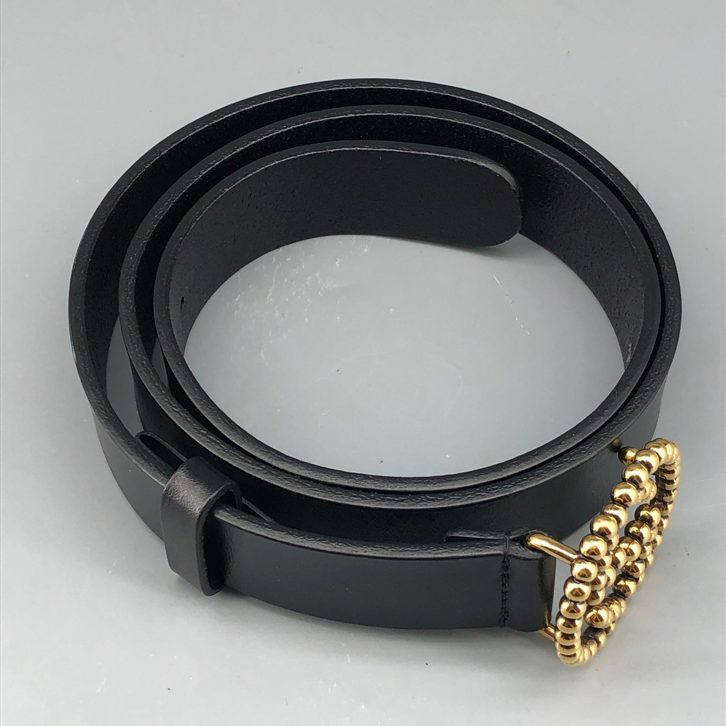 Gucci Beaded Interlocking GG Black Leather Belt Size 85cm