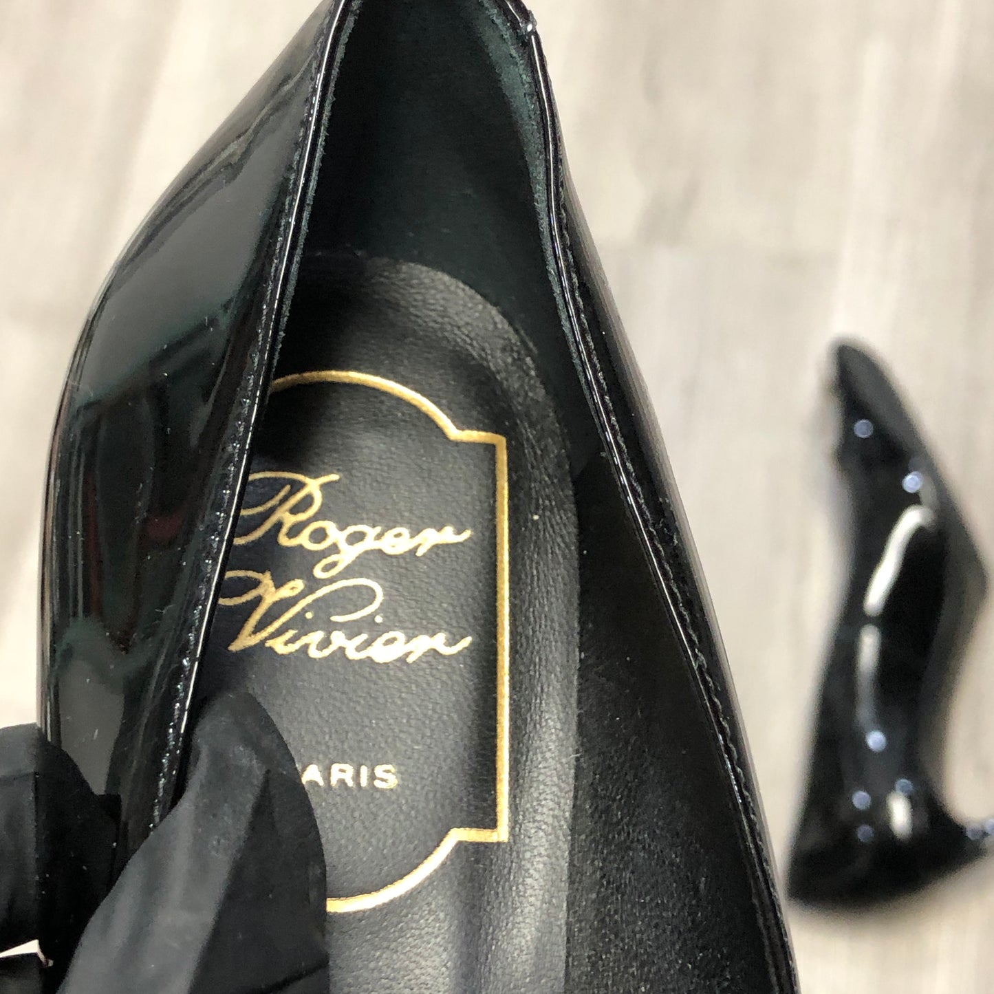 Roger Vivier Patent Leather Square Buckle Block Heel Pumps Shoes 36.5 Black